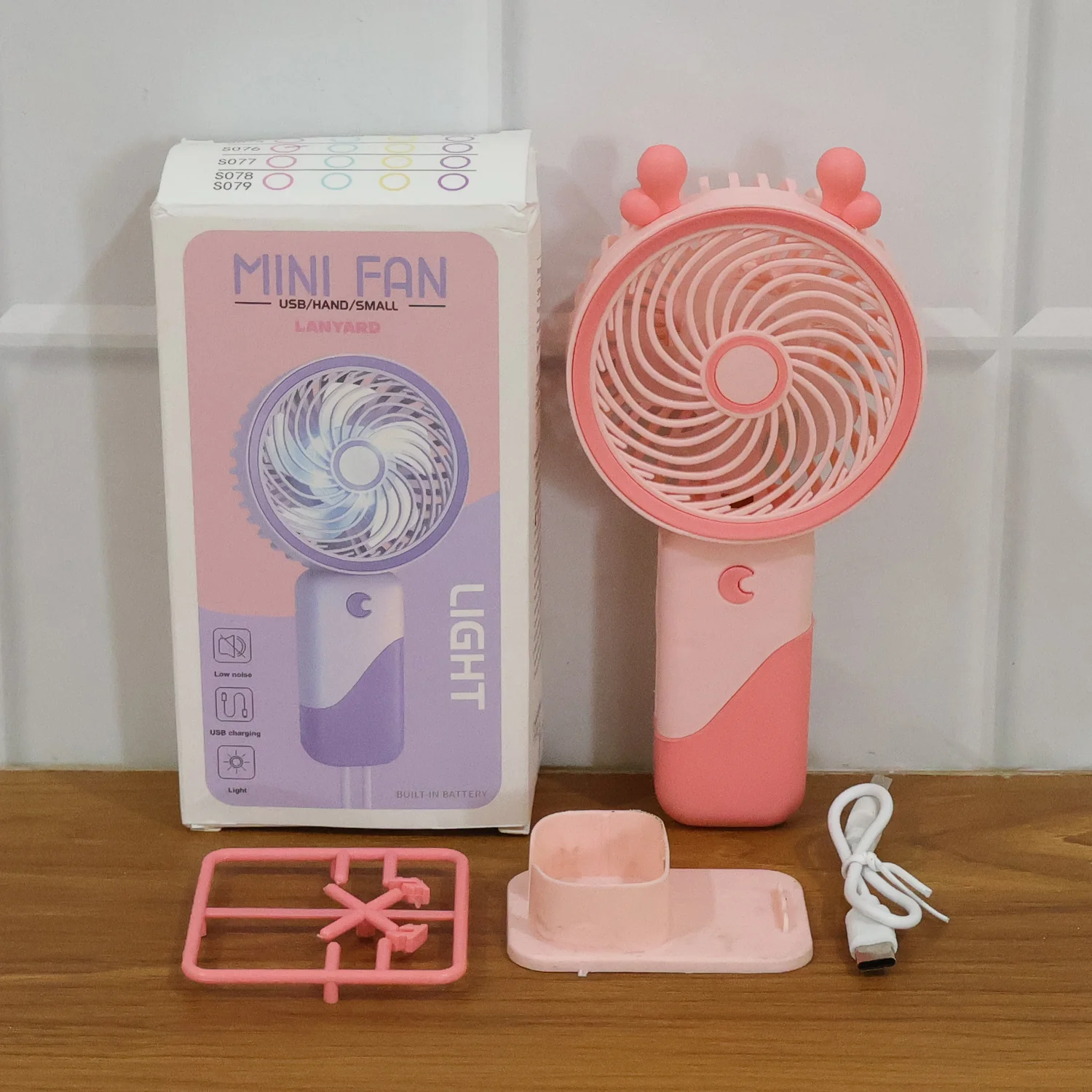 Portable USB Rechargeable Mini Fan with LED Light (1 Set) - Image 8