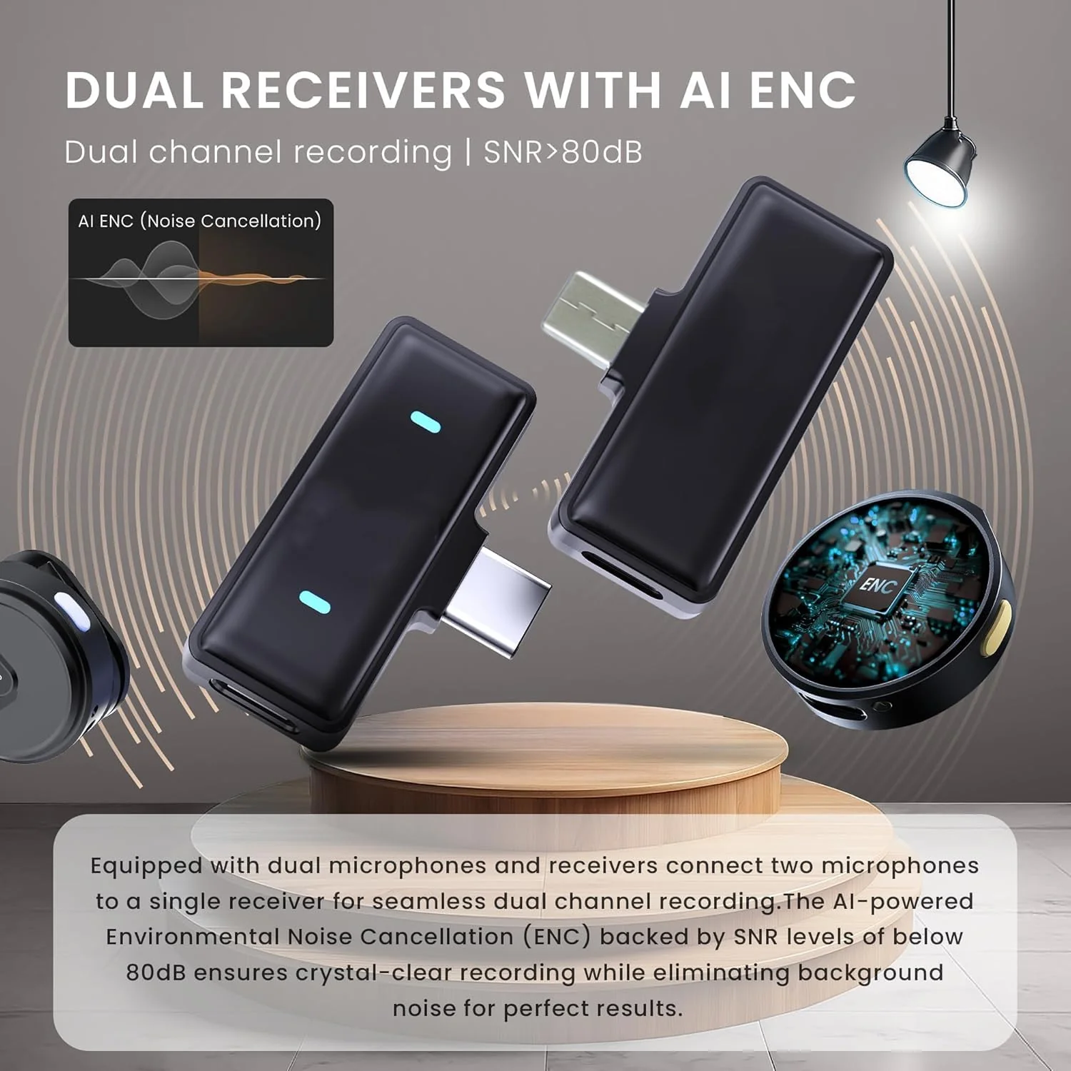 Portable Wireless Lavalier Microphone Dual Clip-On Mic Set (1 Set) - Image 8