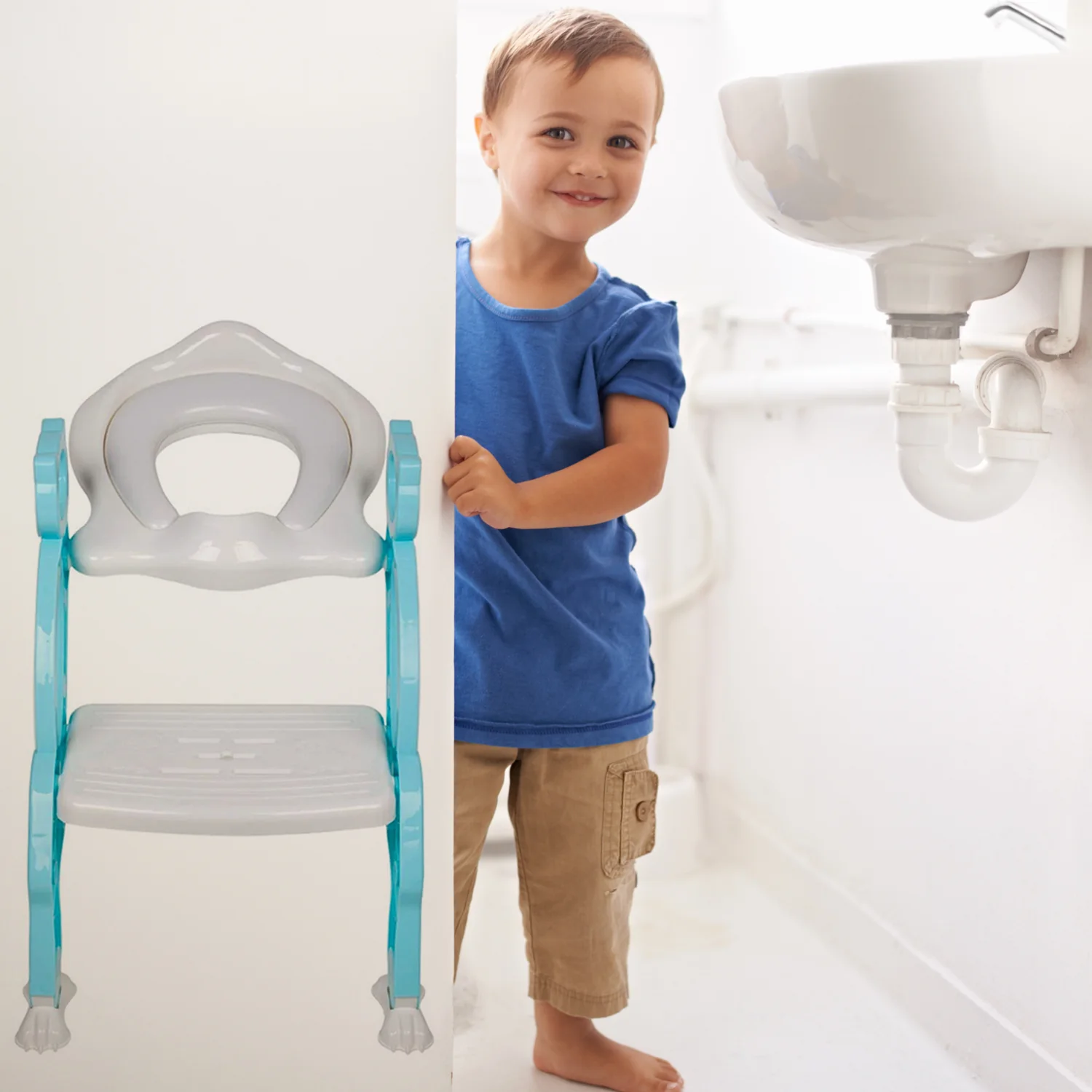 2 In 1 Potty Training Toilet Seat with Step Stool Ladder For Toddlers - Image 8