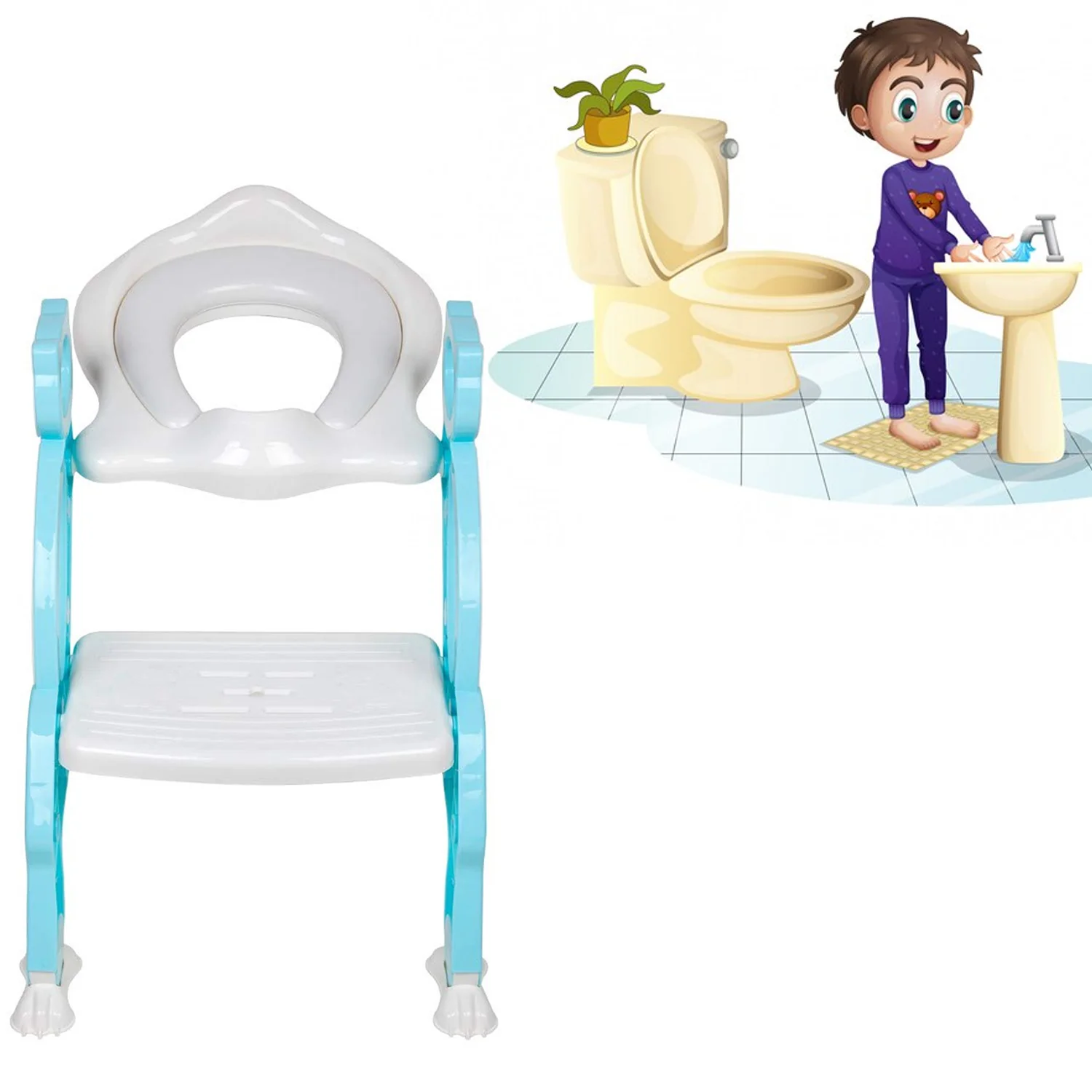 2 In 1 Potty Training Toilet Seat with Step Stool Ladder For Toddlers - Image 9