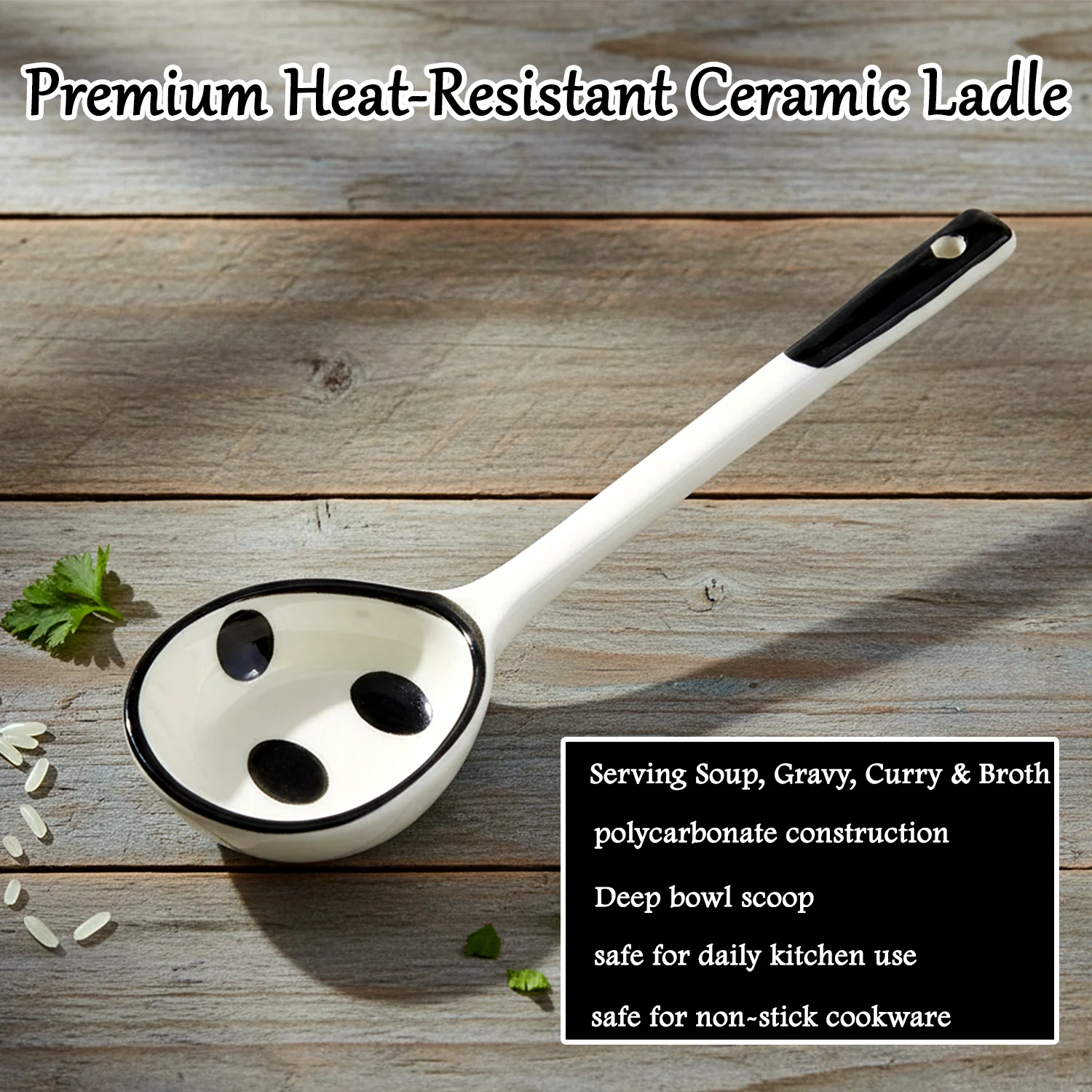 Premium 17 cm Heat-Resistant Ceramic Soup Ladle - Image 4