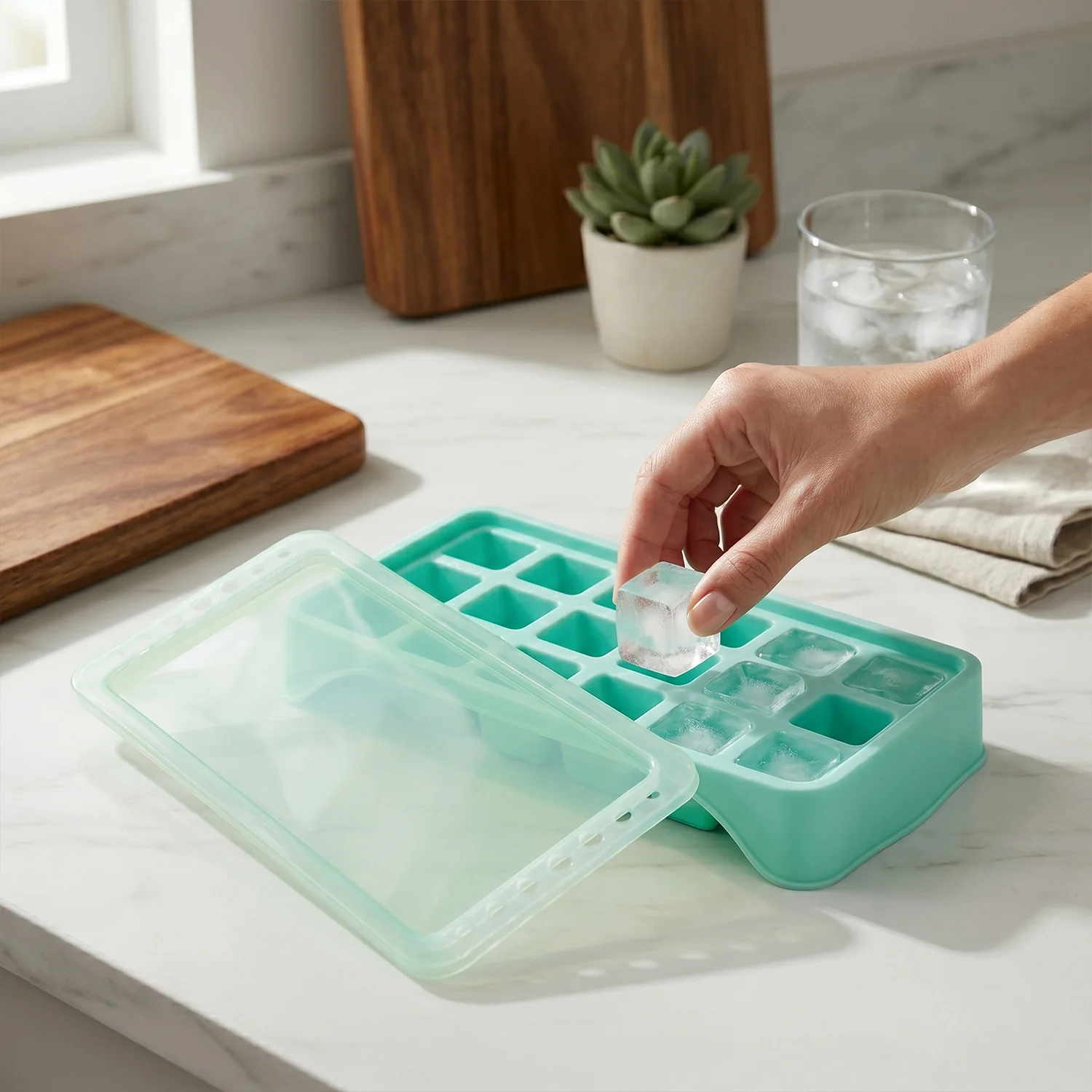 Premium 18‑Grid Pop Up Ice Tray with Lid (1 Pc) - Image 4