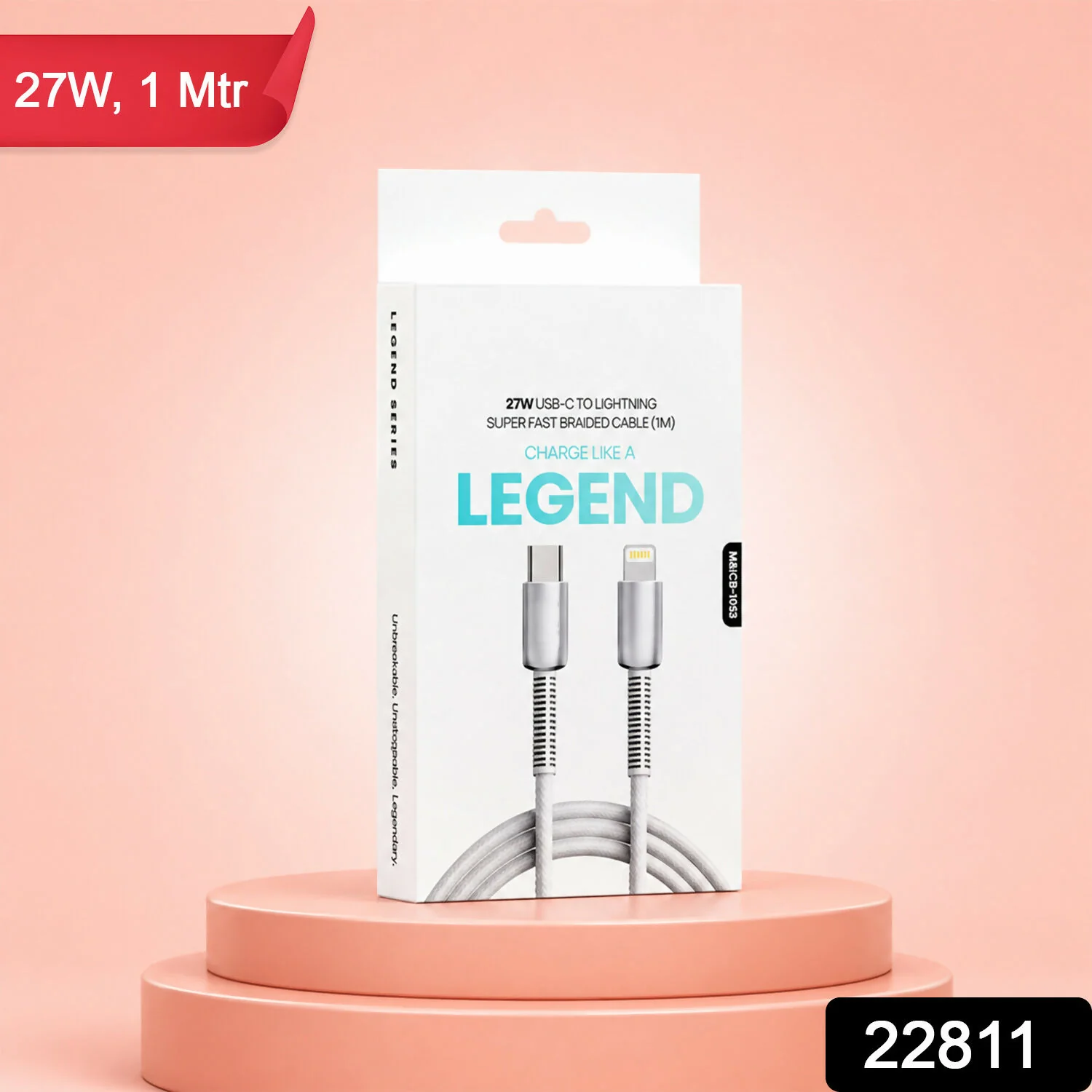 Premium 27W Type C to Lightning Super Fast Charging Cable (1 Pc, 1 Mtr) - Image 2