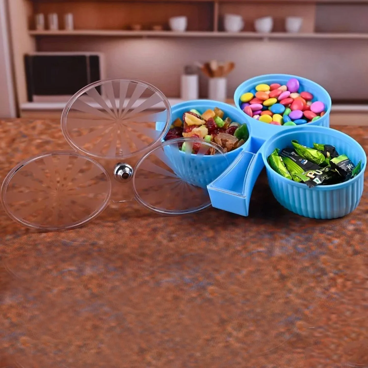 Premium 3-Compartment Revolving Dry Fruit Box (1 Pc) - Image 4