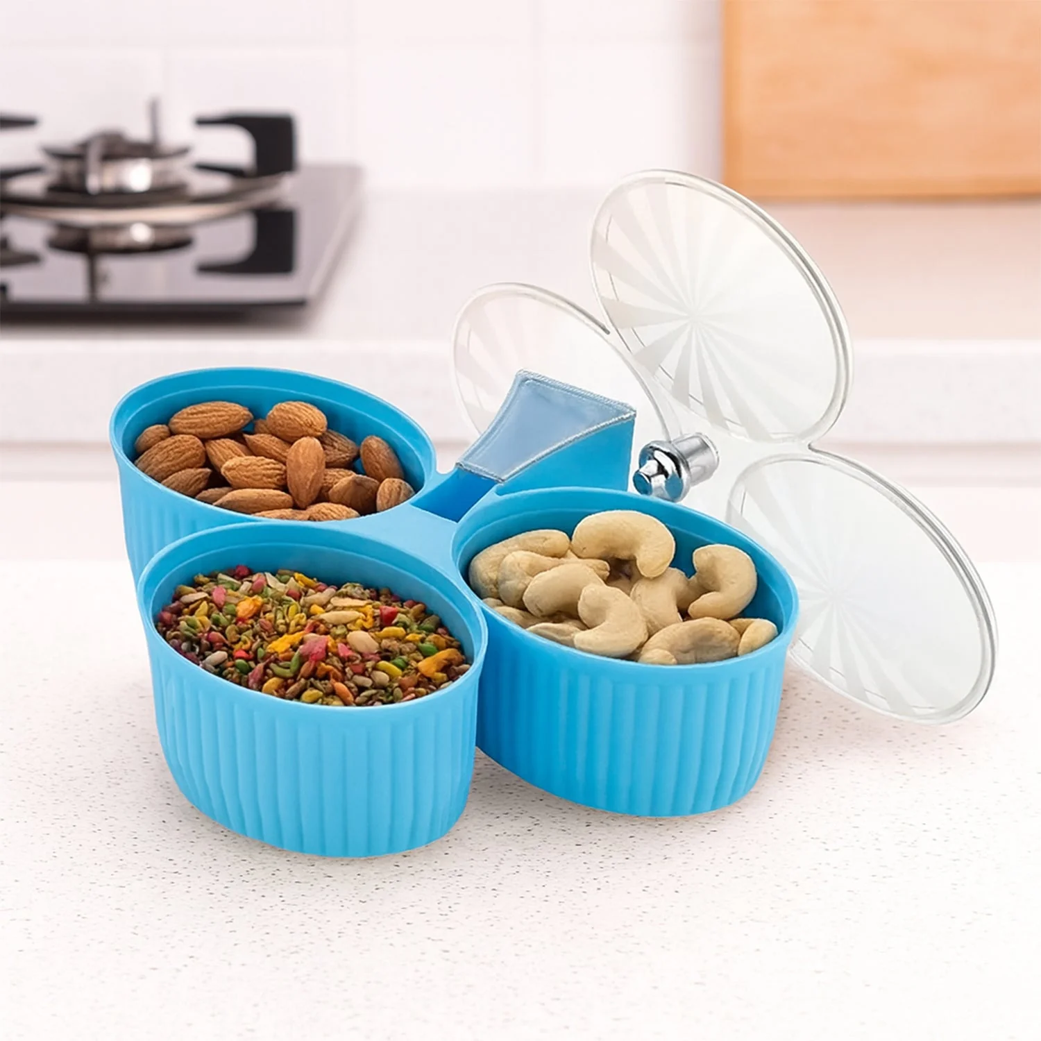 Premium 3-Compartment Revolving Dry Fruit Box (1 Pc) - Image 6