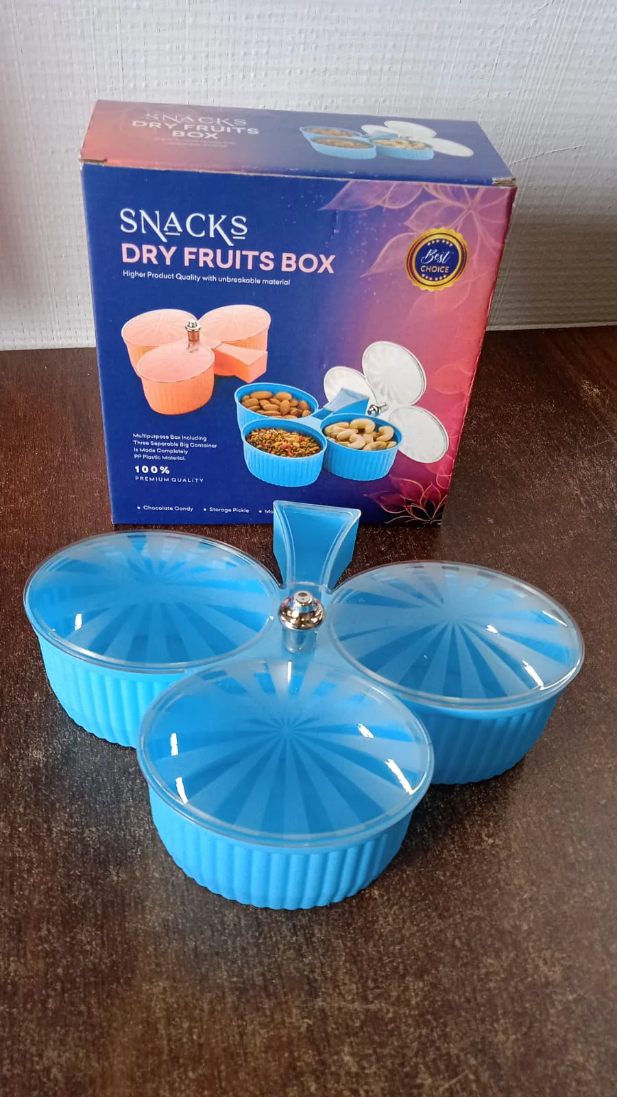 Premium 3-Compartment Revolving Dry Fruit Box (1 Pc) - Image 7