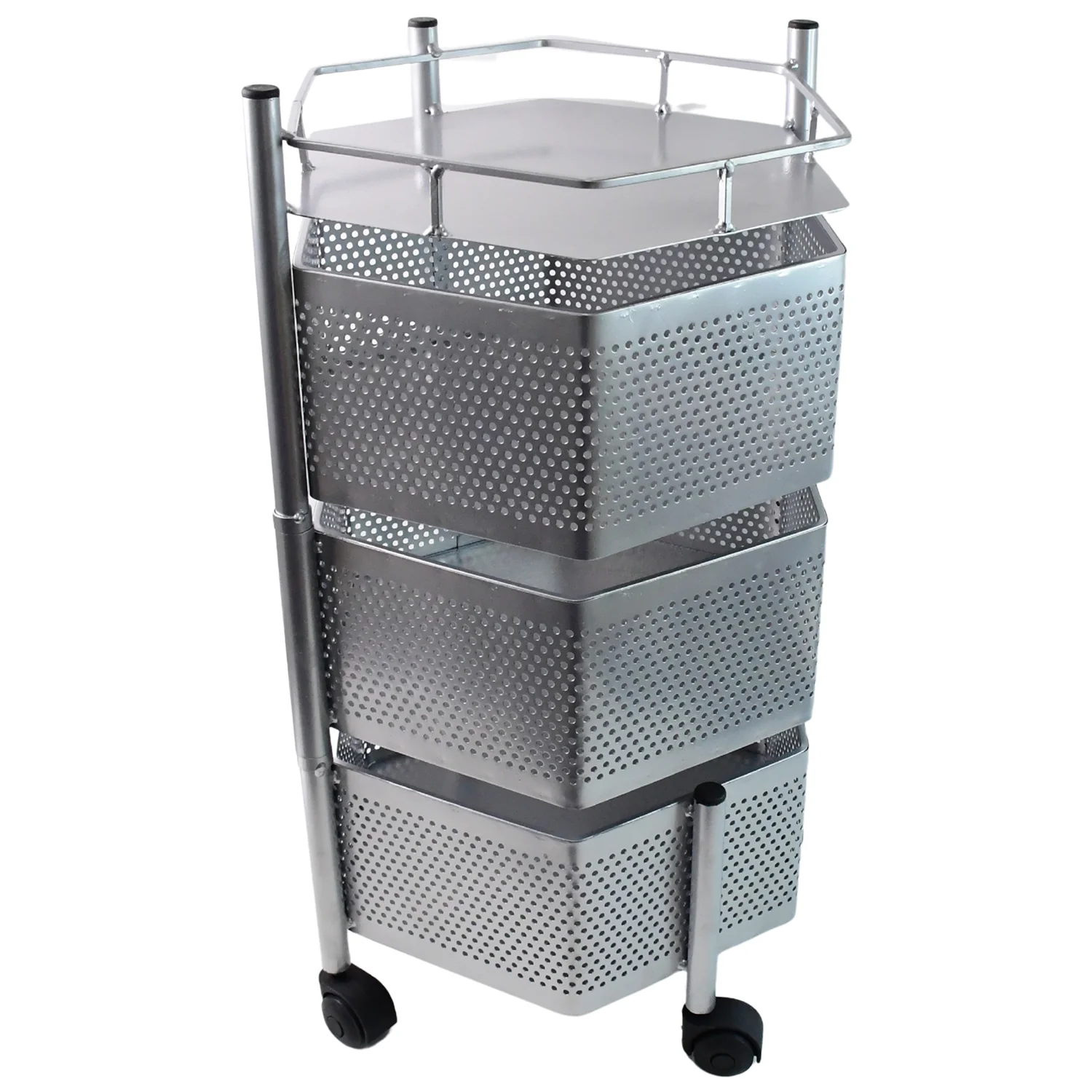 Premium 3-Layer Hexagon Kitchen Storage Trolley with Wheels (1 Pc) - Image 4