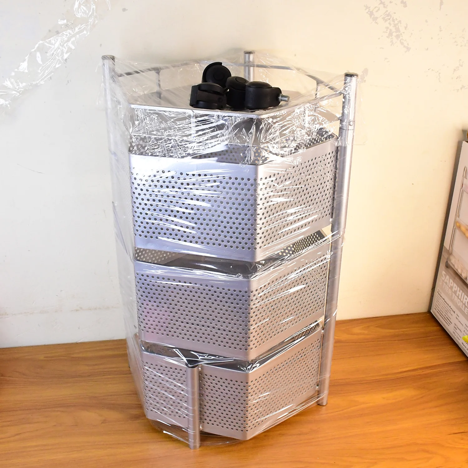 Premium 3-Layer Hexagon Kitchen Storage Trolley with Wheels (1 Pc) - Image 7