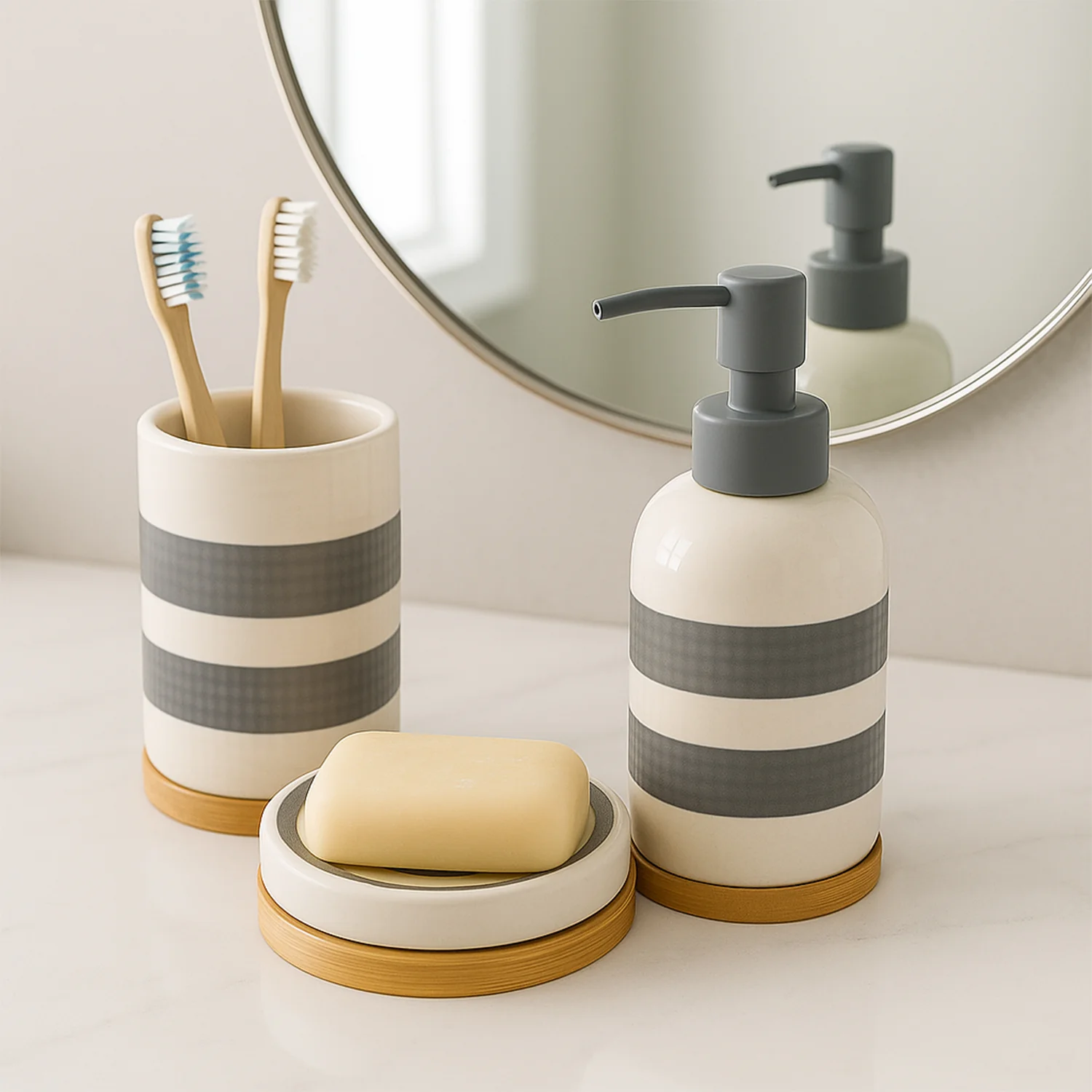Premium 3-Piece Ceramic Bathroom Accessory Set - Image 4