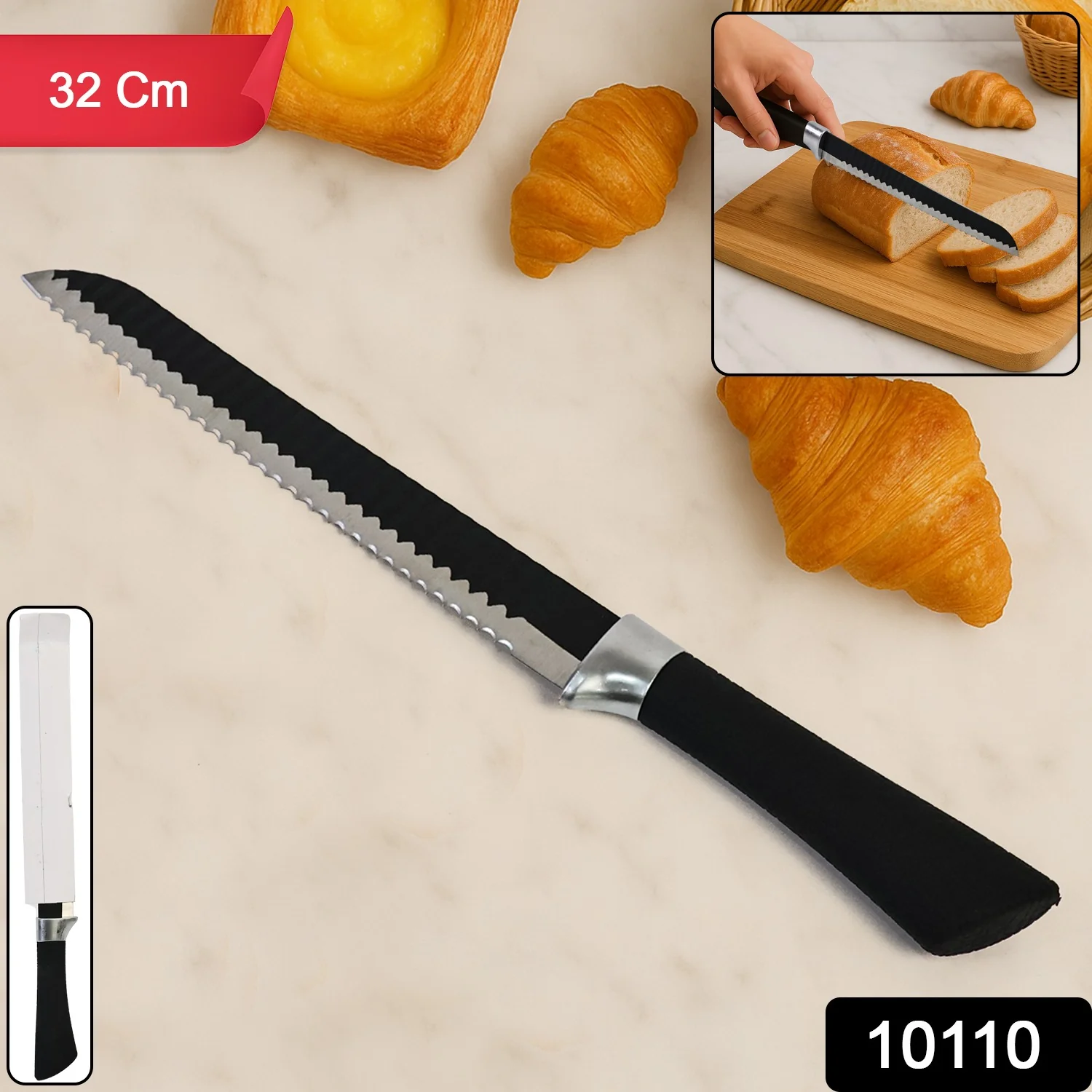 Premium 32 Cm Serrated Bread Knife with Ergonomic Handle, Chhari - Image 2