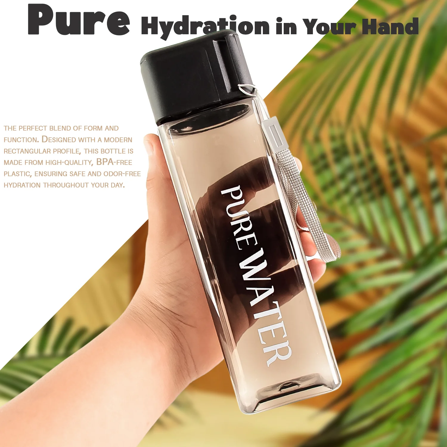 Premium 450ml Square Shape Plastic Water Bottle (1 Pc) - Image 6