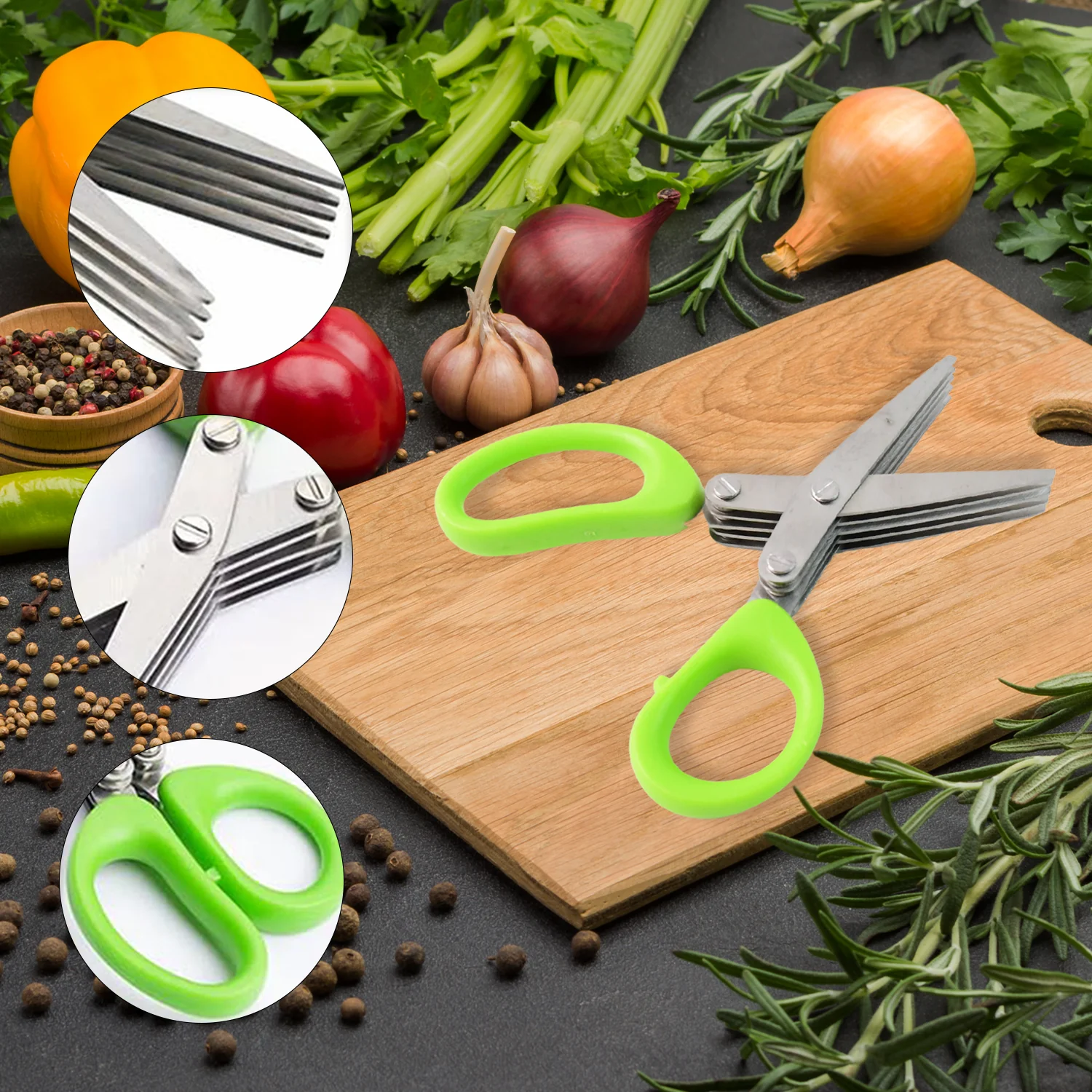 Premium 5 Blade Multipurpose Herb Scissors (1 Pc) - Image 3