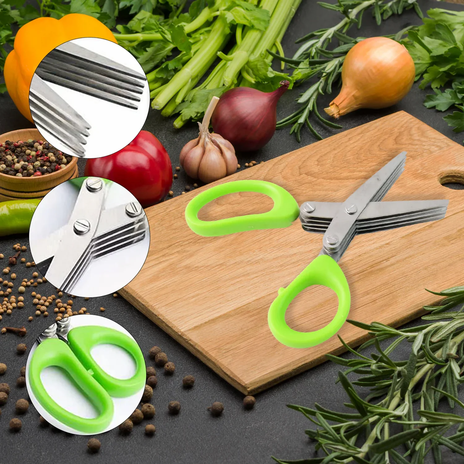 Premium 5-Blade Multipurpose Kitchen Scissors with Cleaning Comb - Image 4