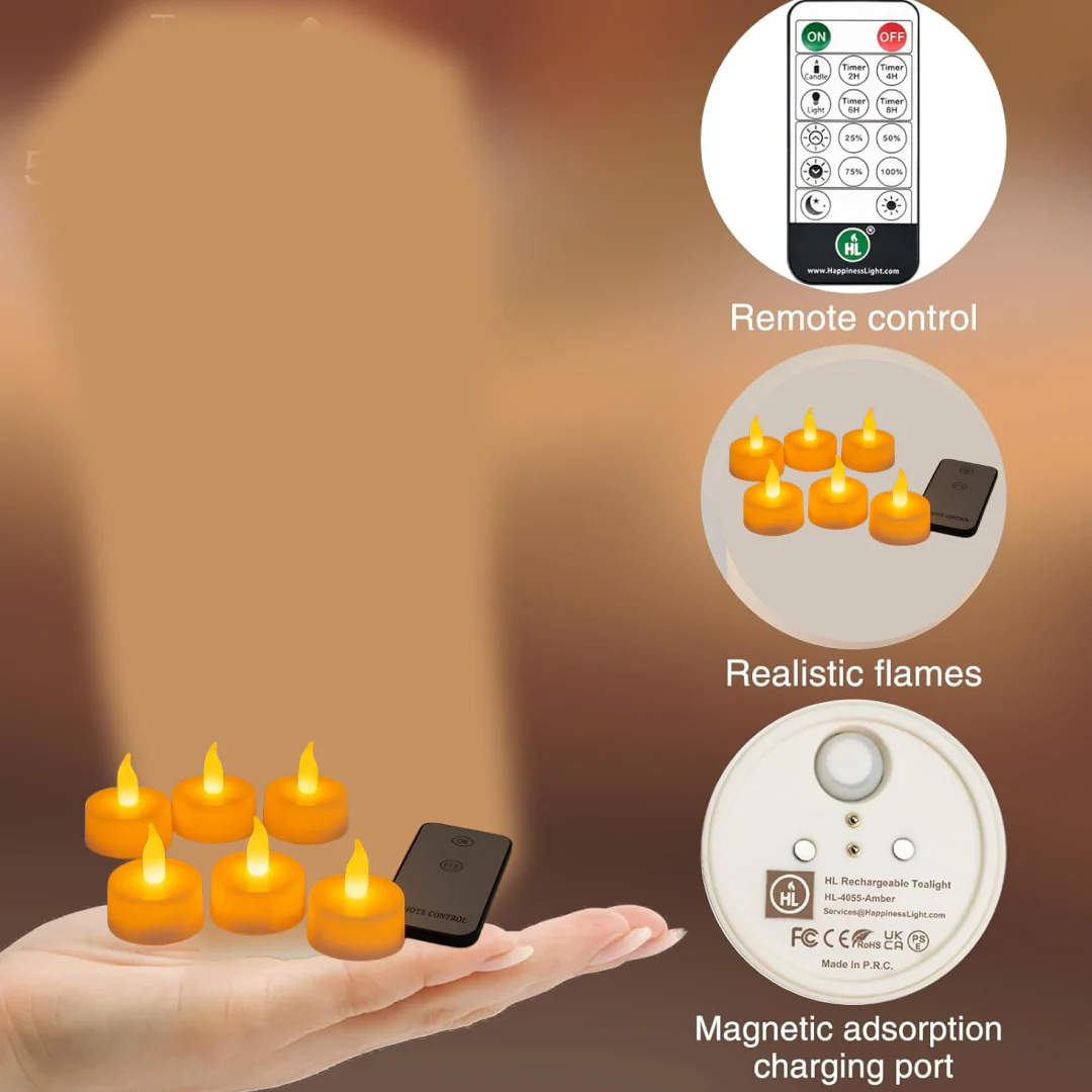 Premium 6 Piece LED Flameless Candle Light Set with Remote Control - Image 3