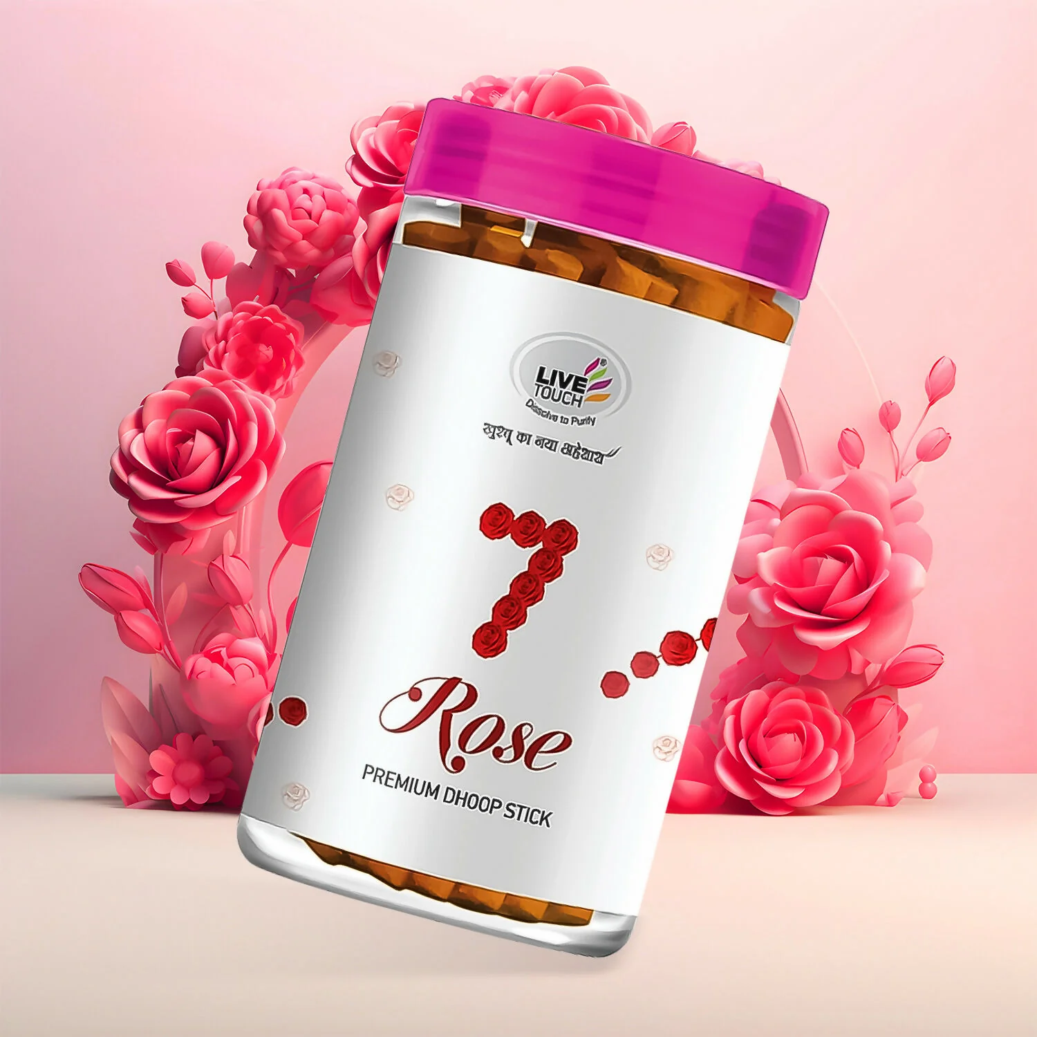 Premium 7 Rose Dhoop Sticks (Jar Pack / 100grams) - Image 3