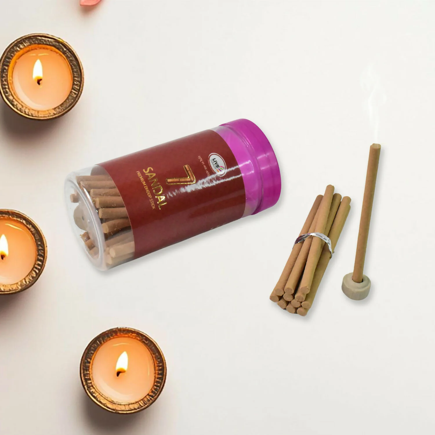 Premium 7 Sandle Dhoop Sticks (Jar Pack / 100grams) - Image 3