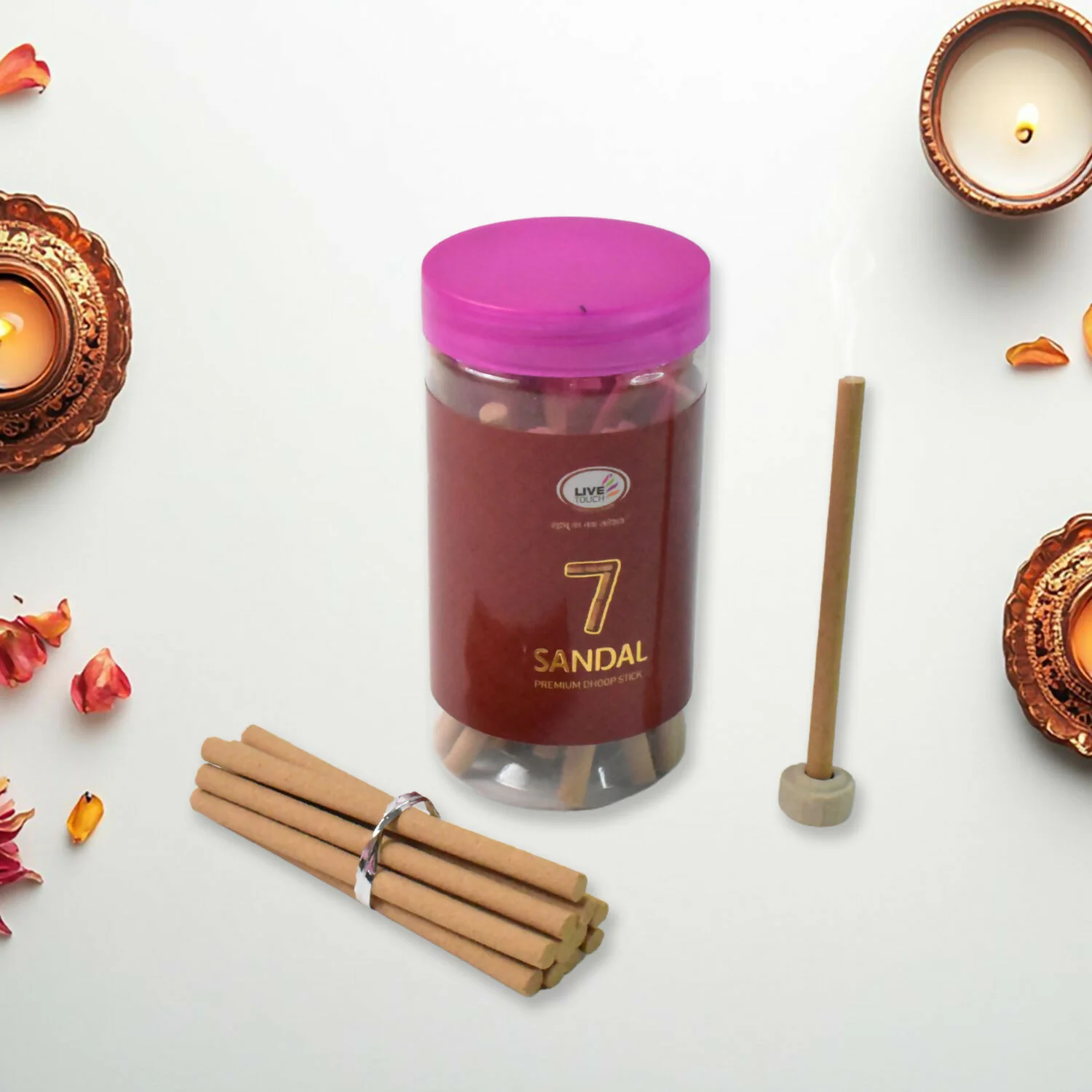 Premium 7 Sandle Dhoop Sticks (Jar Pack / 100grams) - Image 4