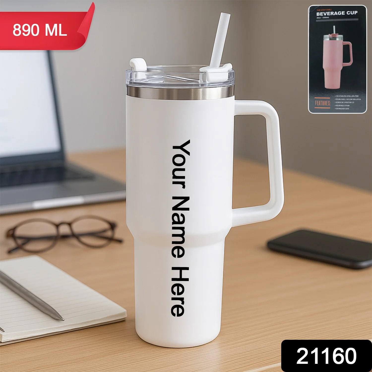 Cutomized Premium Stainless Steel Vacuum Insulated Tumbler Travel Mug   (890ML / 1 Pc) - Image 2