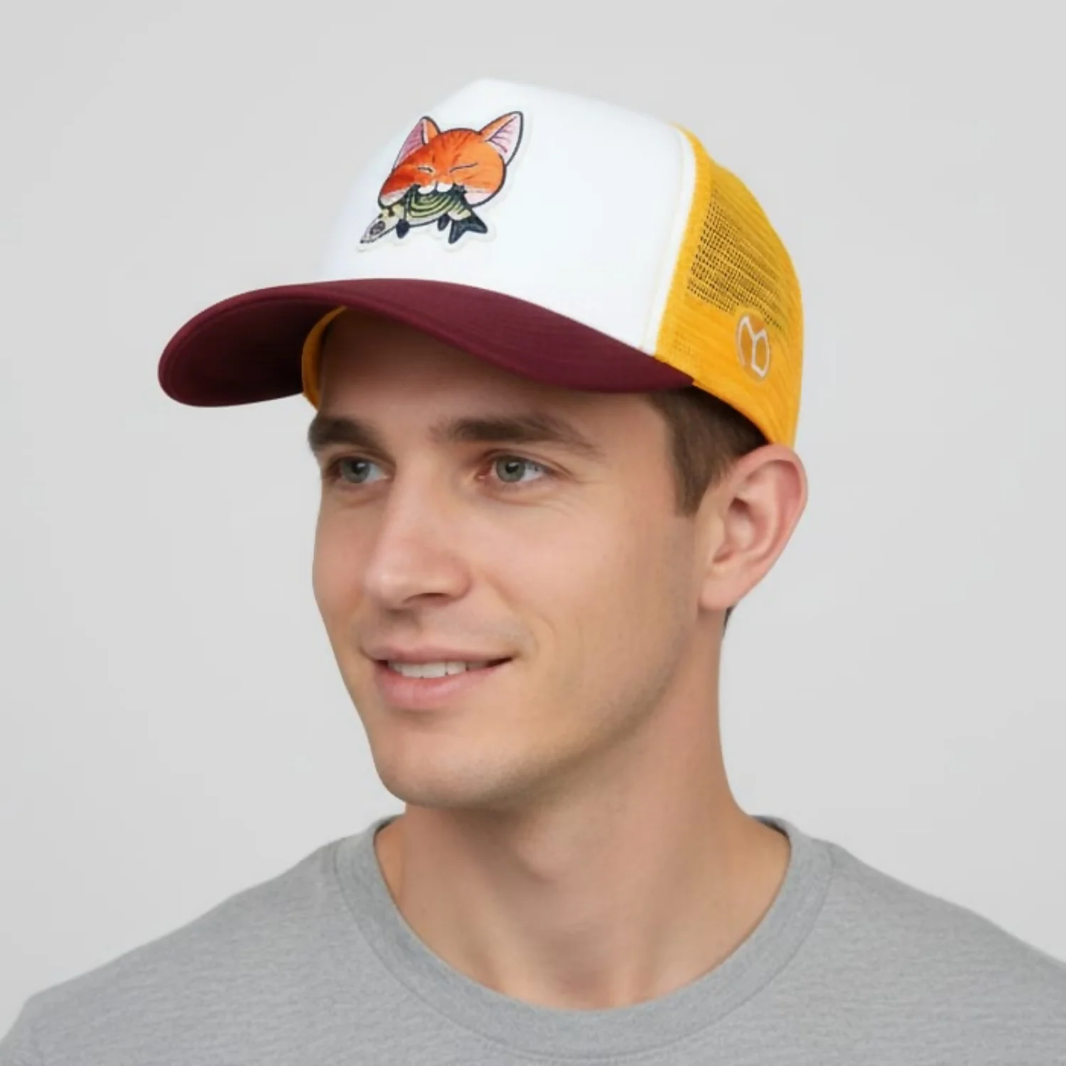 Premium Adjustable Mesh Cap with Cute Cat Embroidered Patch Breathable Cap for Men & Women - Image 2
