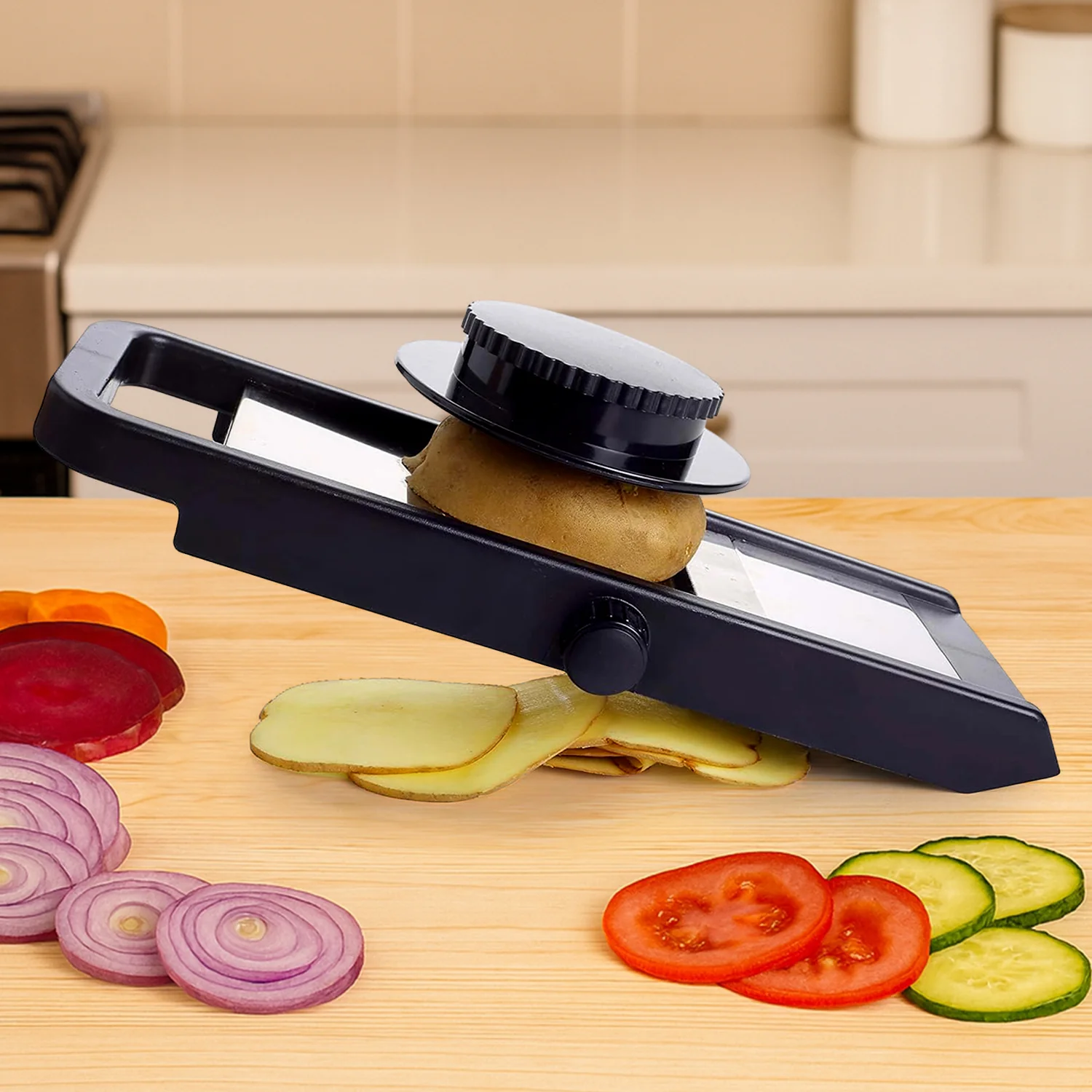 Premium Adjustable Vegetable & Fruit Slicer with Sharp Stainless Steel Blade - Image 3