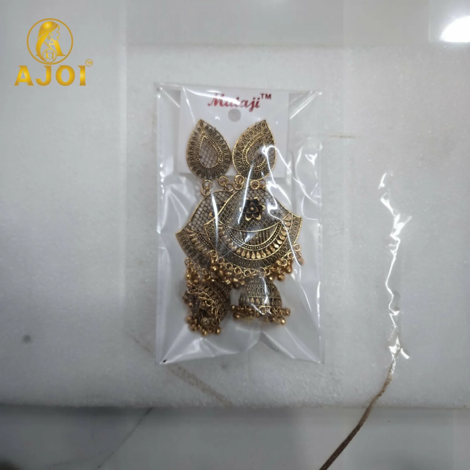 Premium Antique Teardrop Jhumka Earrings with Elegant Traditional Detailing - Image 5