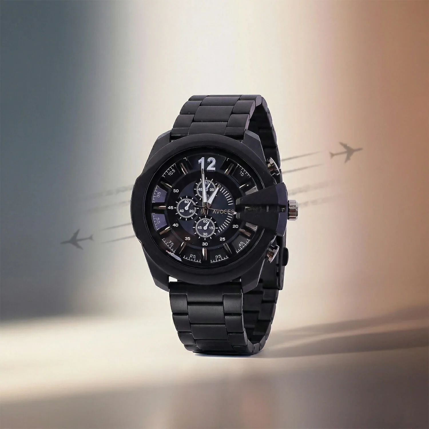 Premium Black Analog Chronograph Style Wrist Watch for Men - Image 3