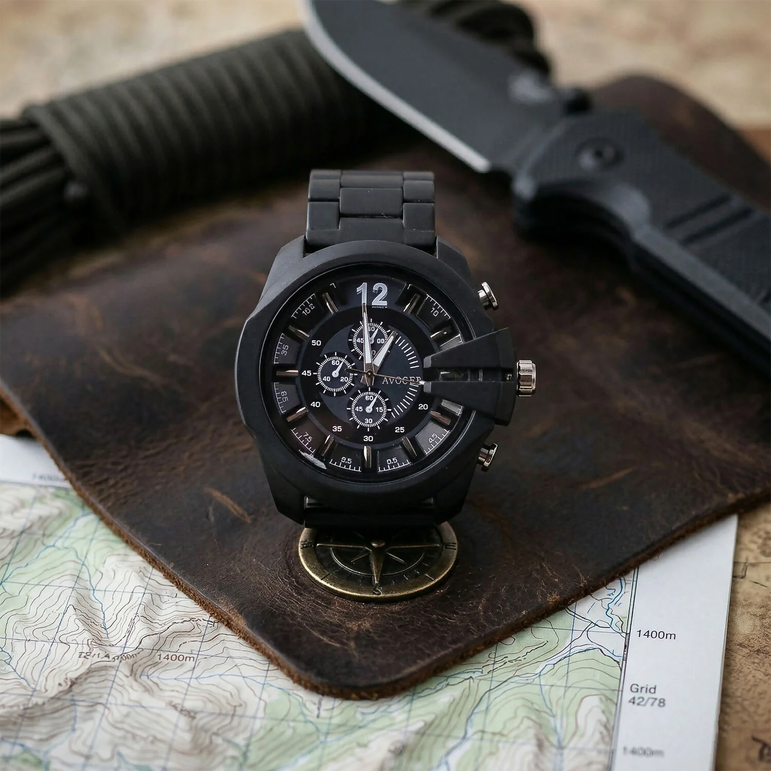 Premium Black Analog Chronograph Style Wrist Watch for Men - Image 4