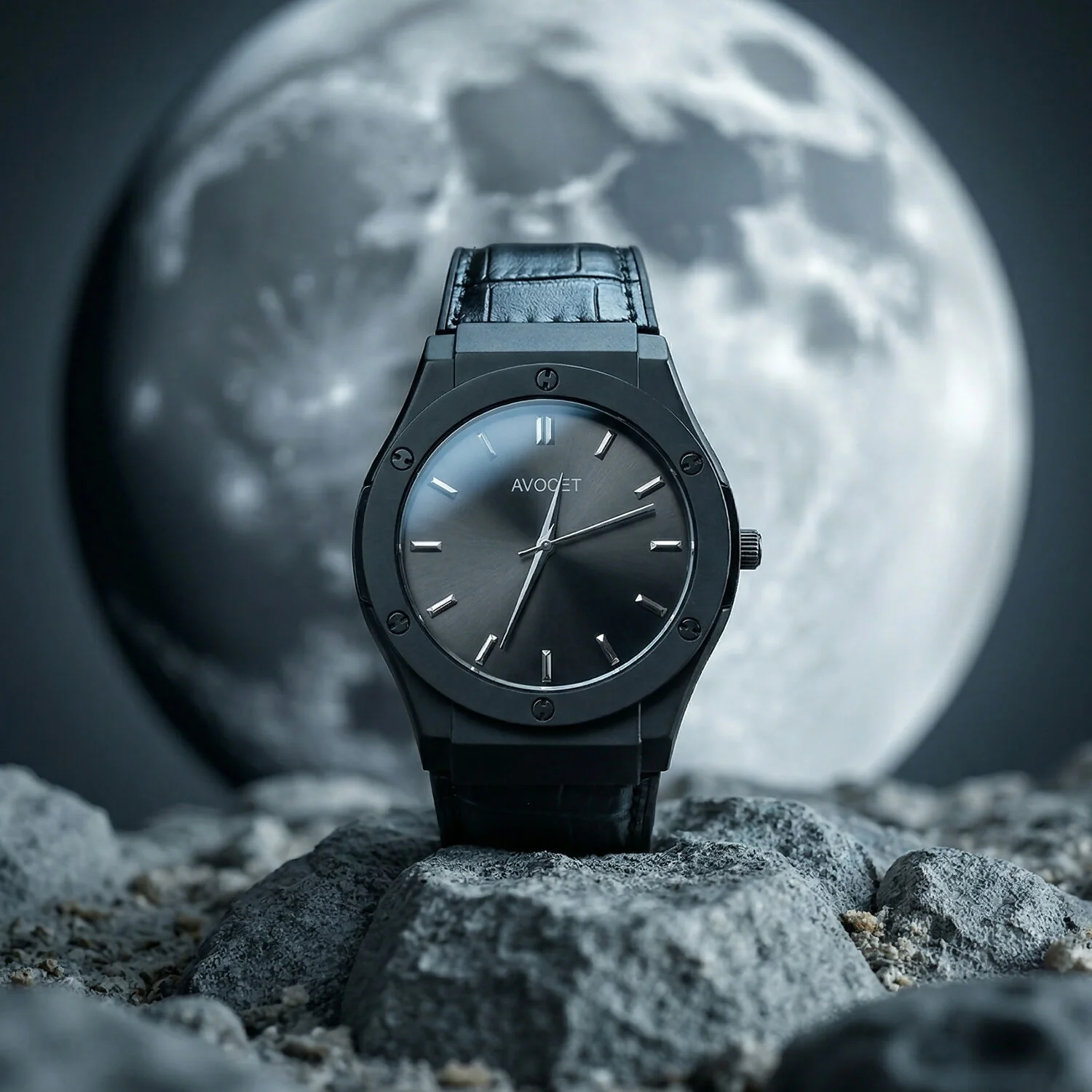 Premium Black Analog Wrist Watch with Classic Leather Strap for Men - Image 4