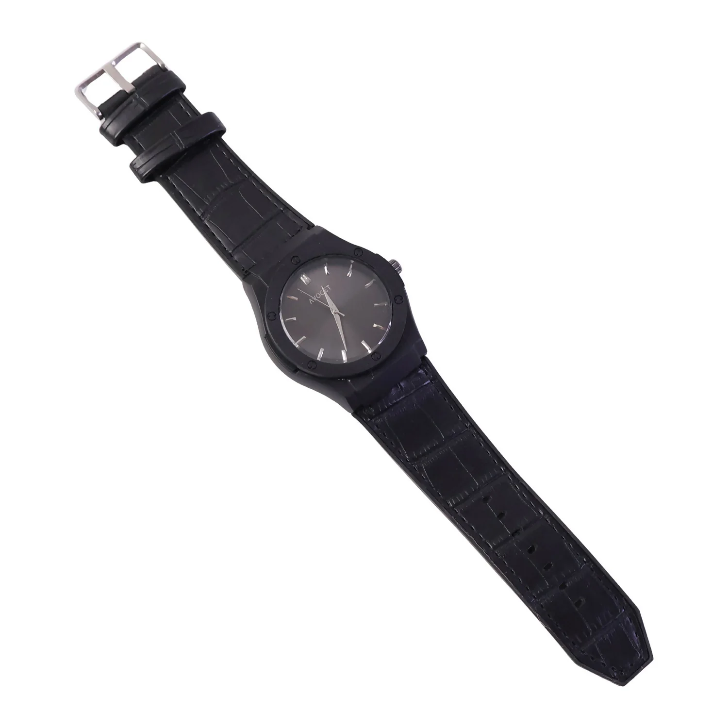 Premium Black Analog Wrist Watch with Classic Leather Strap for Men - Image 5
