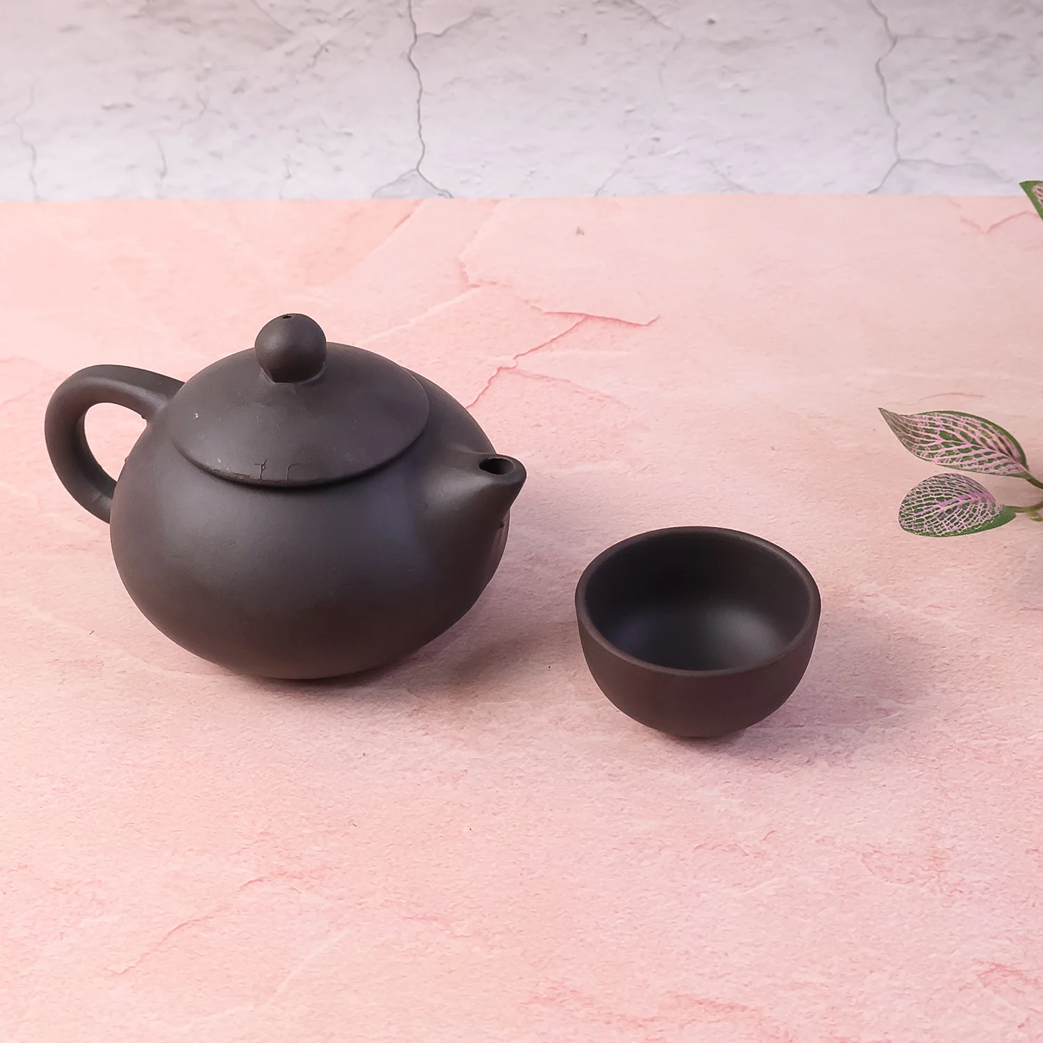 Premium Black Clay / Ceramic Tea Set with Teapot & 4 Cups - Image 3