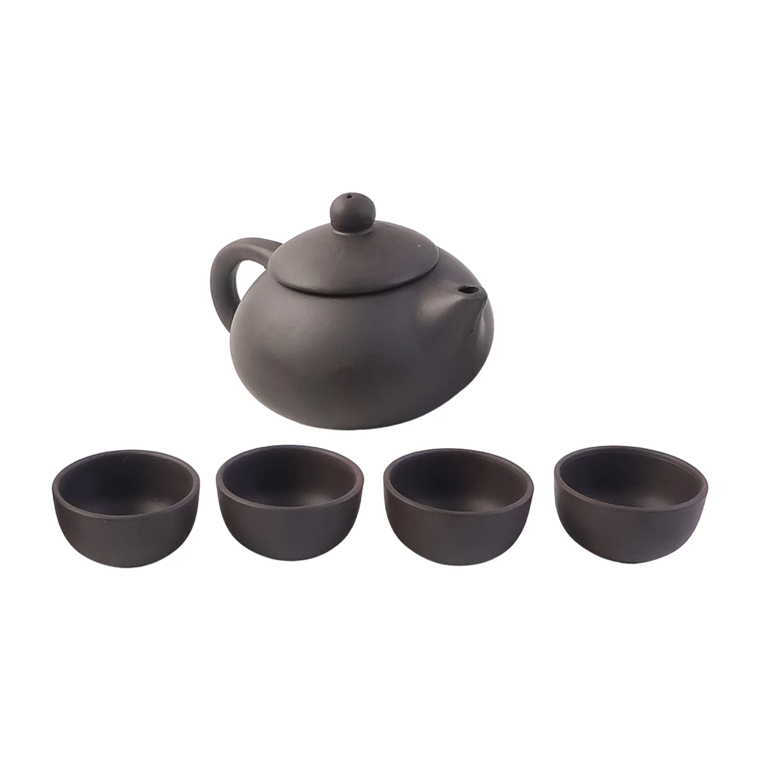 Premium Black Clay / Ceramic Tea Set with Teapot & 4 Cups - Image 5