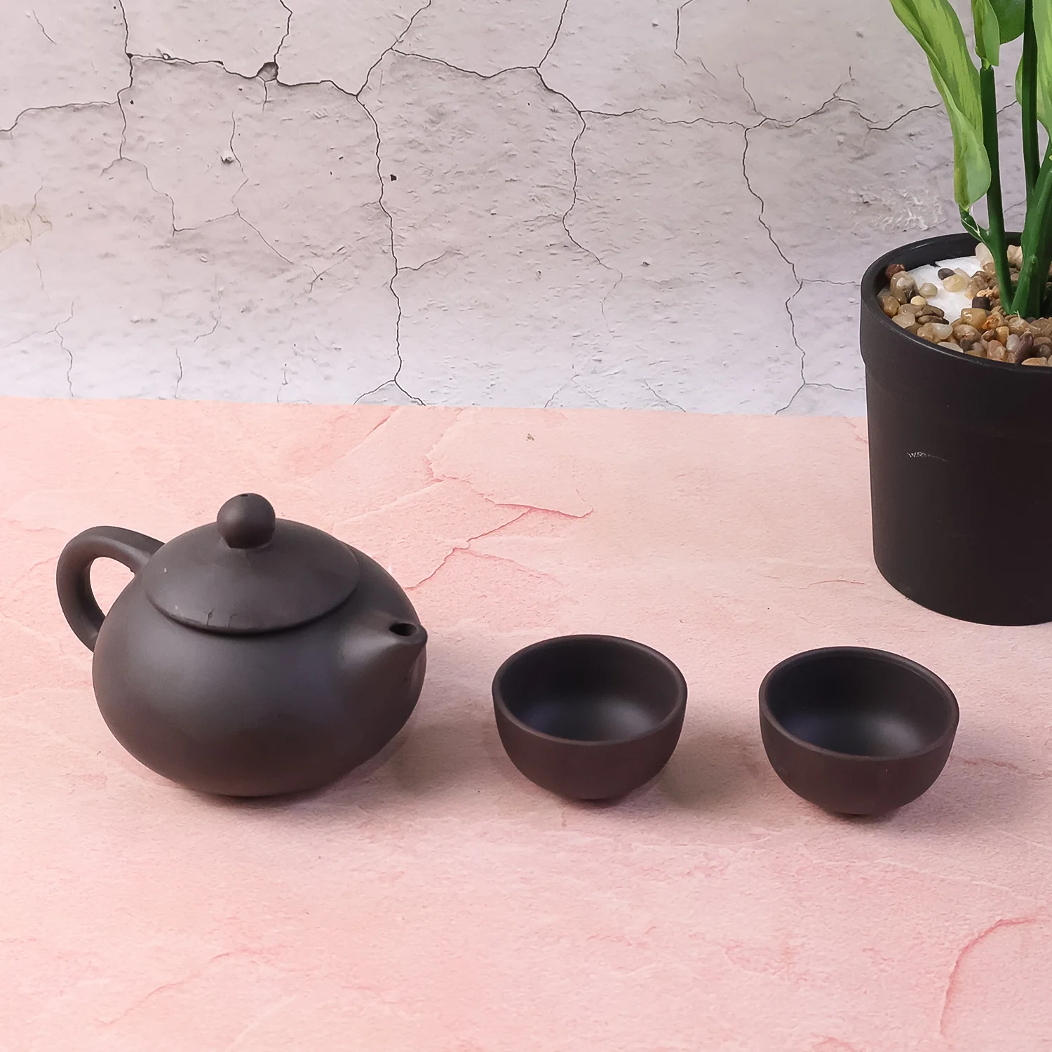 Premium Black Clay / Ceramic Tea Set with Teapot & 4 Cups - Image 9