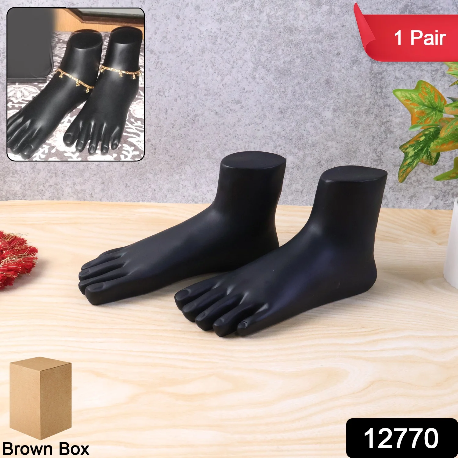 Premium Black Foot Mannequin Display Stand (1 Pair) - Image 2