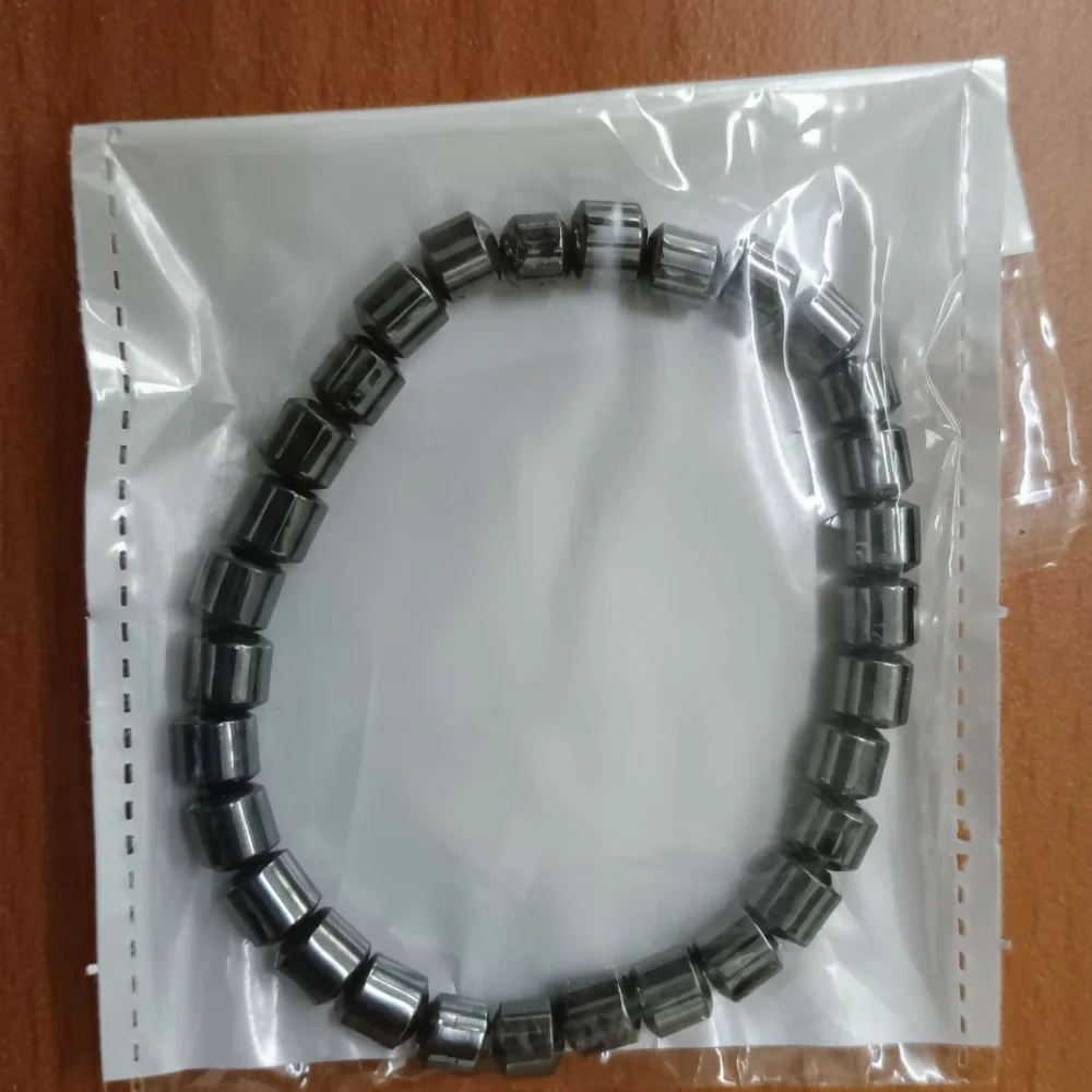 Premium Black Hematite Barrel Bead Stretch Bracelet - Image 5