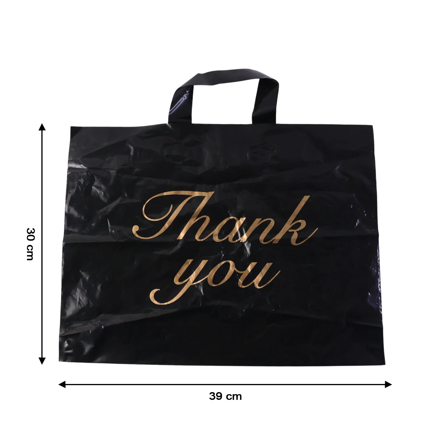 Premium Black Thank You Printed Plastic Carry Bag 30 × 39 Cm (1 Pc) - Image 6