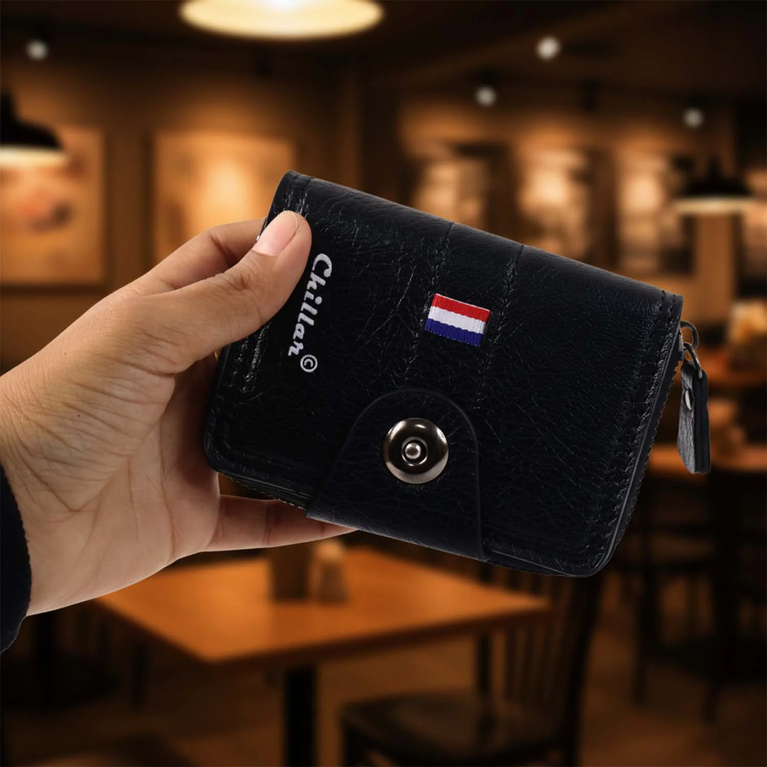Premium Black Zip-Around Card Holder Wallet (1 Pc) - Image 4