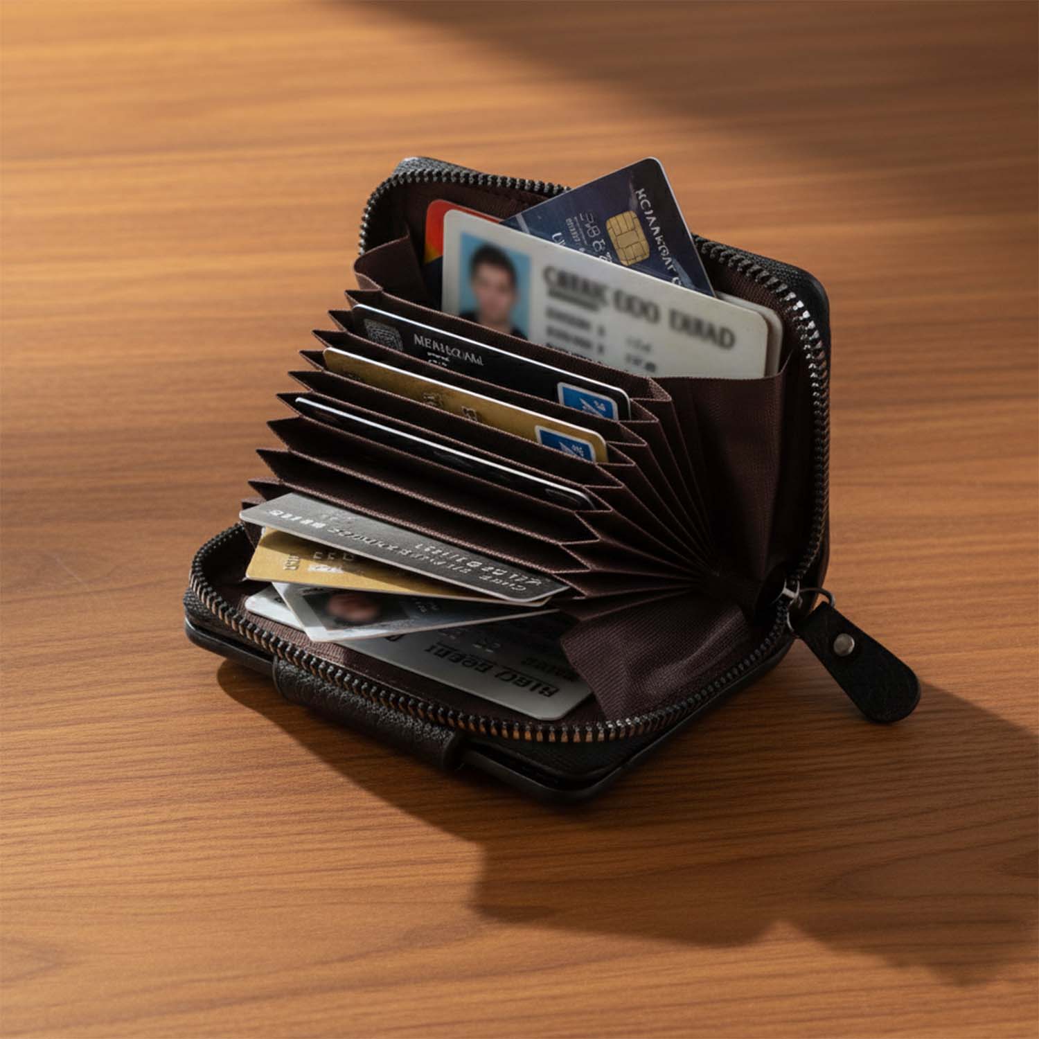 Premium Black Zip-Around Card Holder Wallet (1 Pc) - Image 8