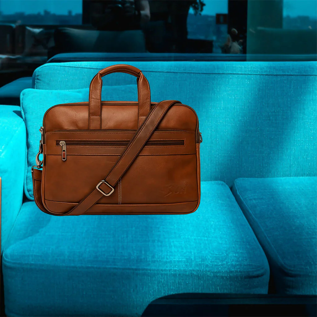 Premium Brown Foam Laptop Bag for Men & Women | 15.5 Inch Office Messenger Bag with Adjustable Shoulder Strap | Stylish Business Briefcase for Work, College & Travel - Image 2