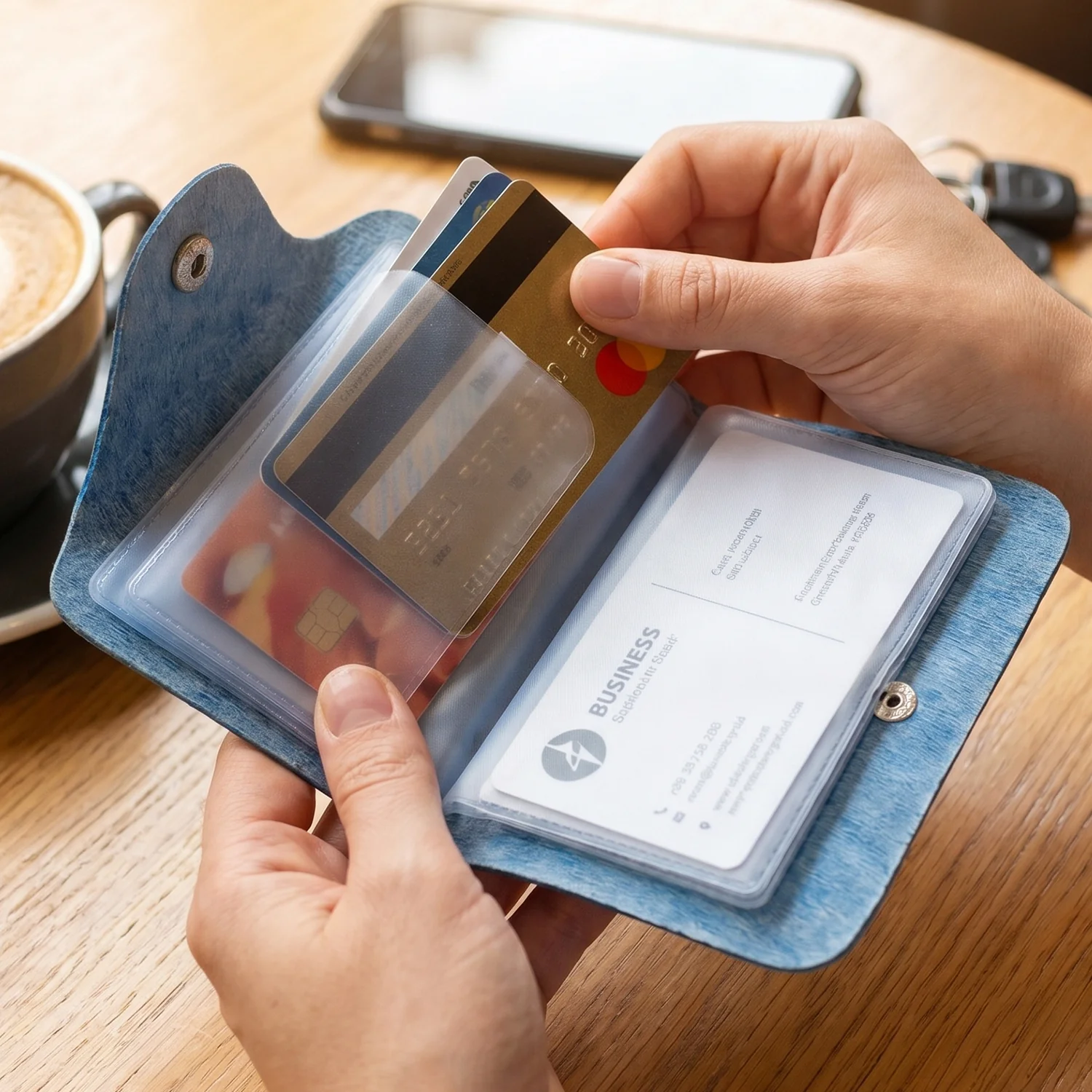 Premium Button Closure Card Holder Wallet with 10 Inner Leafes (1 Pc) - Image 5