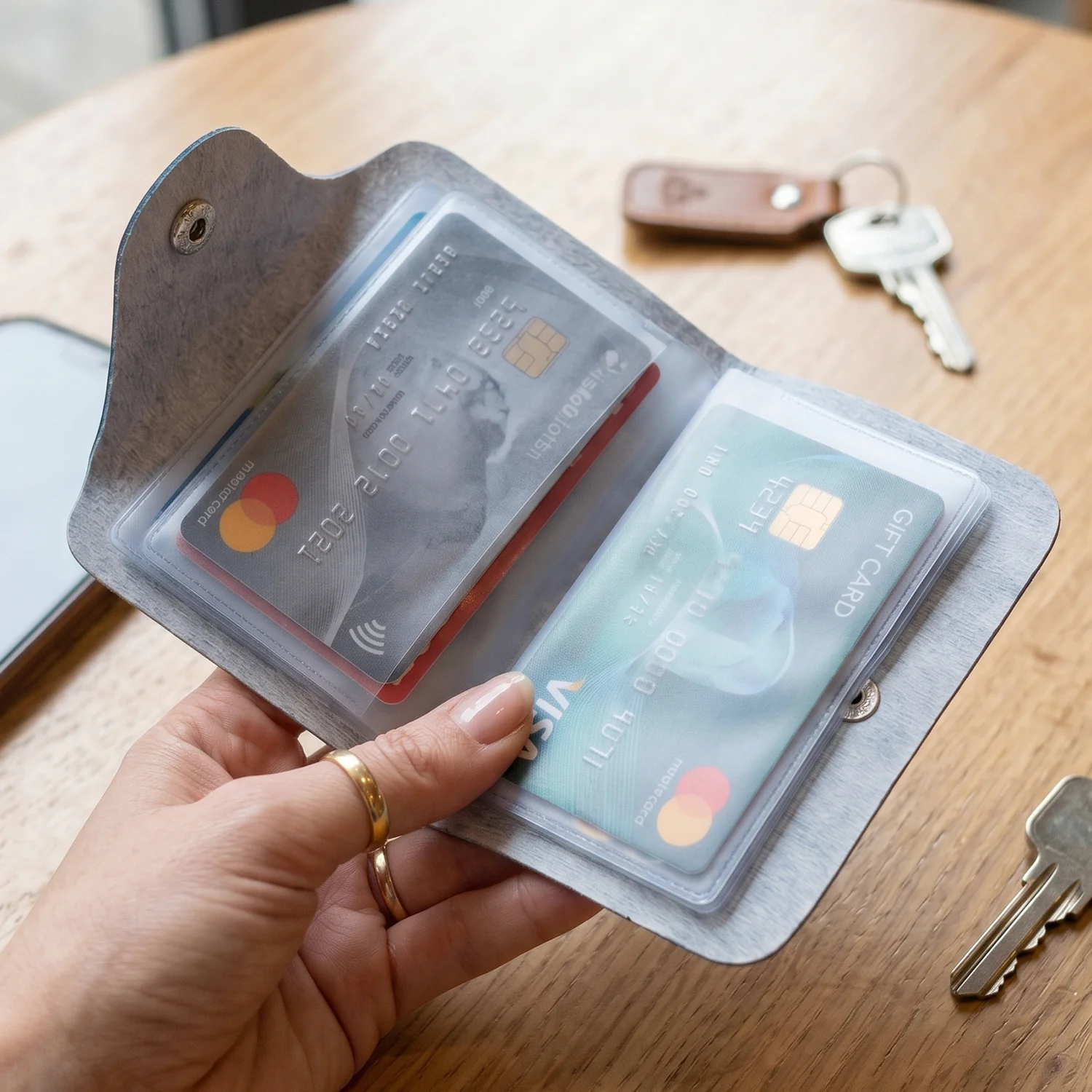 Premium Button Closure Card Holder Wallet with 10 Inner Leafes (1 Pc) - Image 7