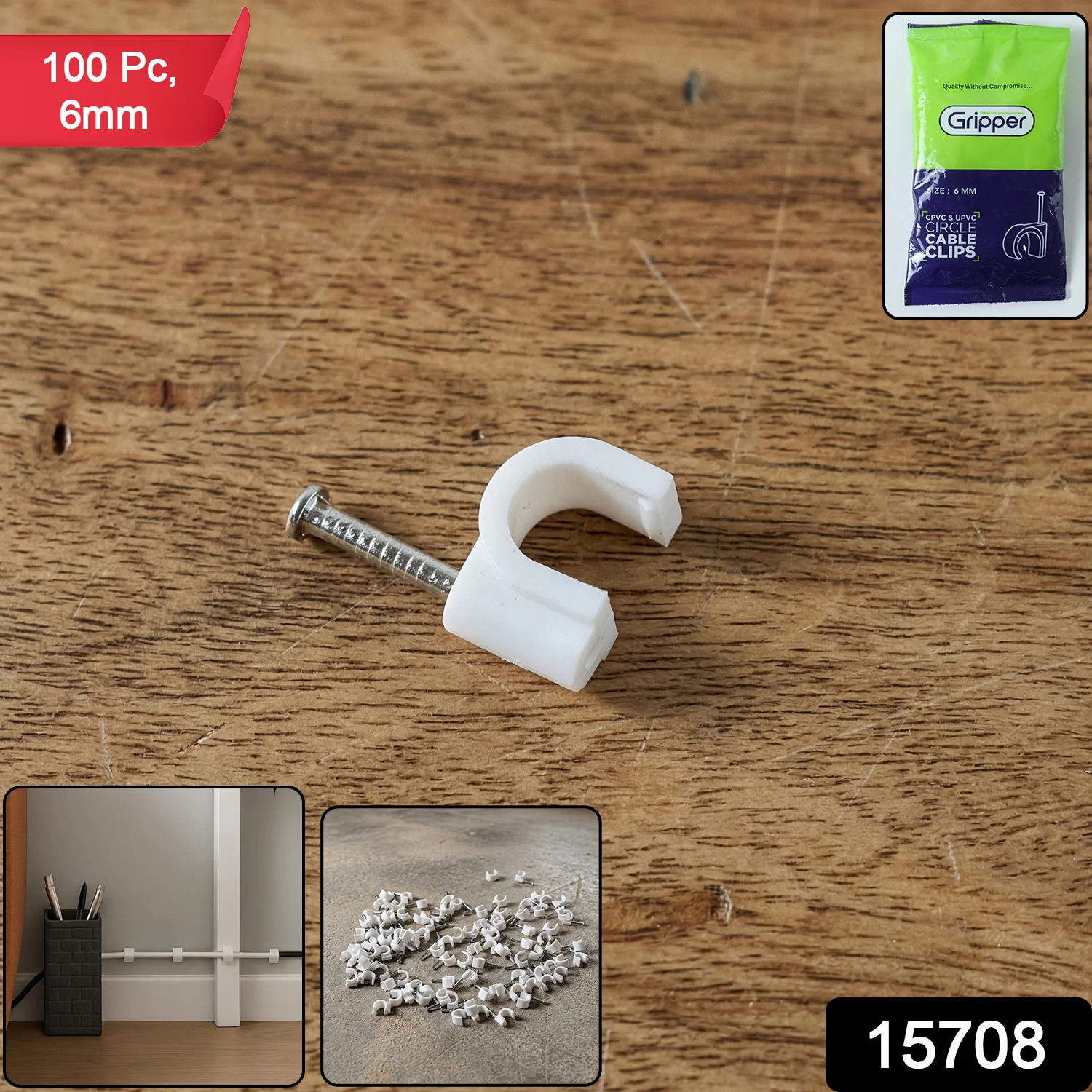 Premium Cable Management Nail Clips for Wire Organization (100 Pc / 6mm) - Image 2