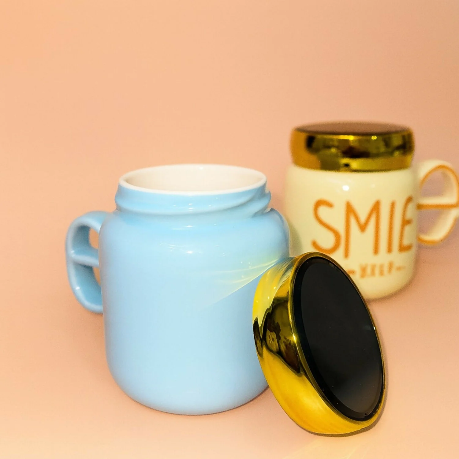 Premium Ceramic Coffee Mug with Golden Lid & Stylish Handle – Insulated Drinkware Cup for Tea, Coffee, Milk & Office Use | Leak-Resistant Lid | Cute Printed Design | Ideal Gift for Birthday, Couples, Friends & Home Décor (Pack of 1) - Image 2