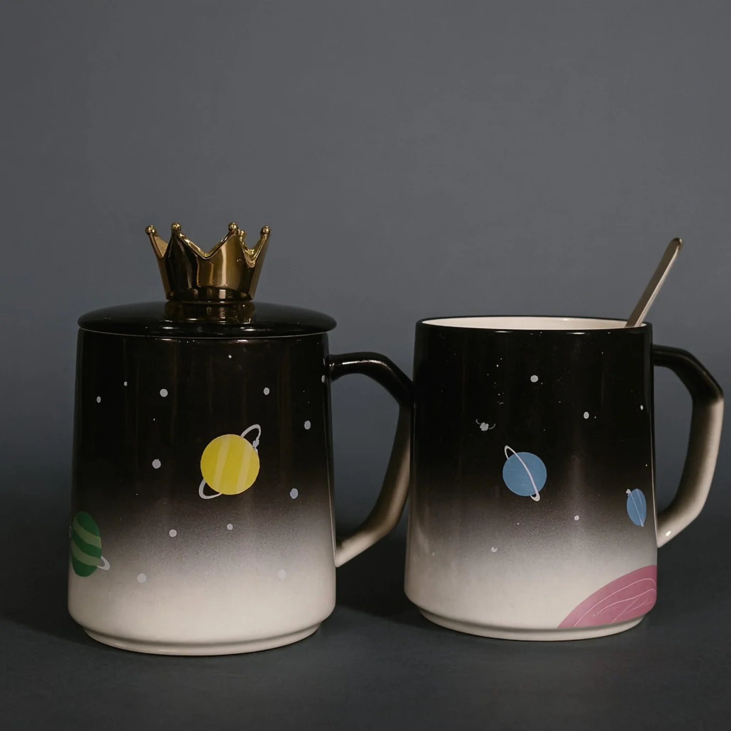Premium Ceramic Dream Mug with Golden Crown Lid & Spoon | Luxury Galaxy Theme Coffee & Tea Cup for Home, Office & Gifting | Cute Designer Mug with Lid for Hot Beverages | Ideal Birthday, Anniversary & Festive Gift - Image 4