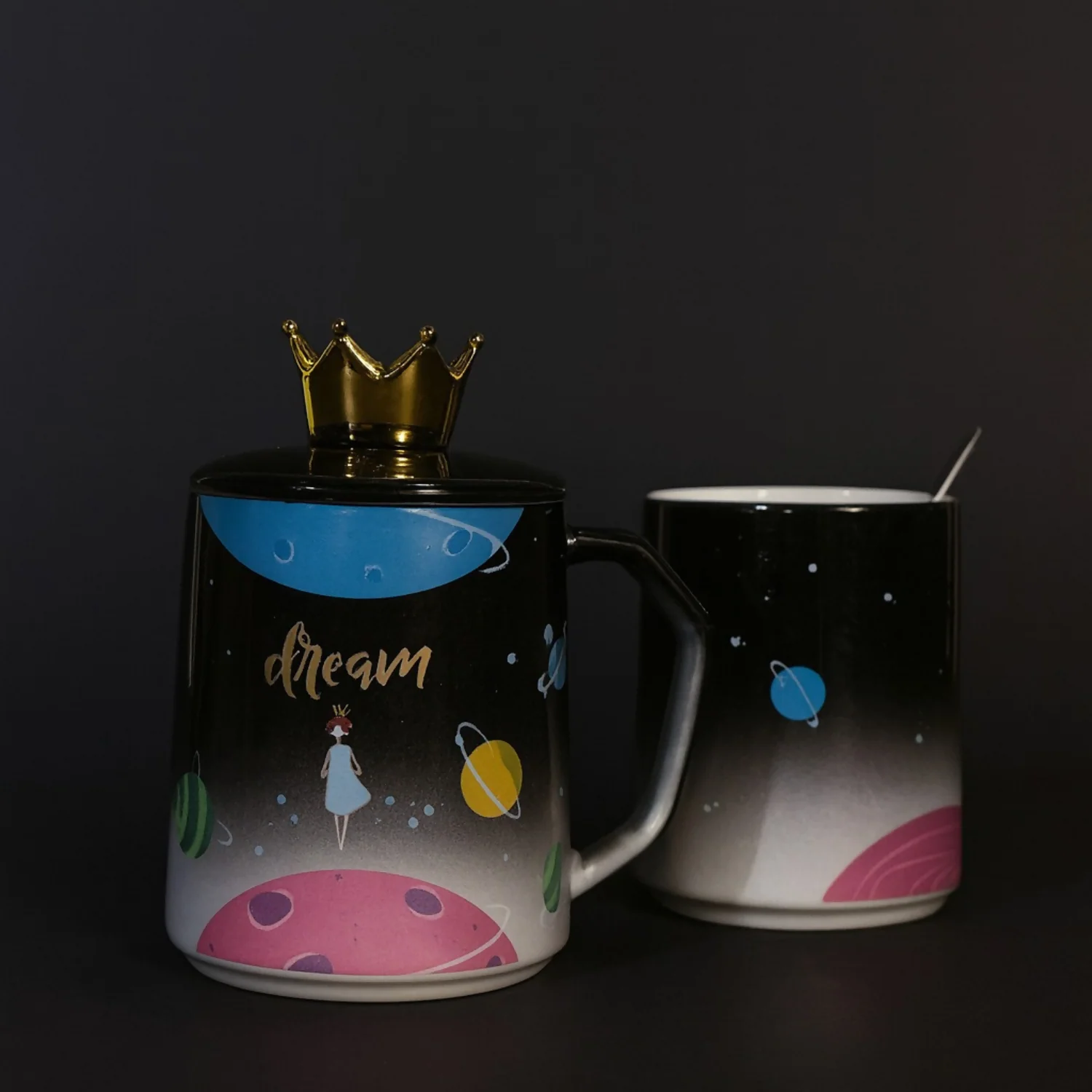 Premium Ceramic Dream Mug with Golden Crown Lid & Spoon | Luxury Galaxy Theme Coffee & Tea Cup for Home, Office & Gifting | Cute Designer Mug with Lid for Hot Beverages | Ideal Birthday, Anniversary & Festive Gift - Image 5