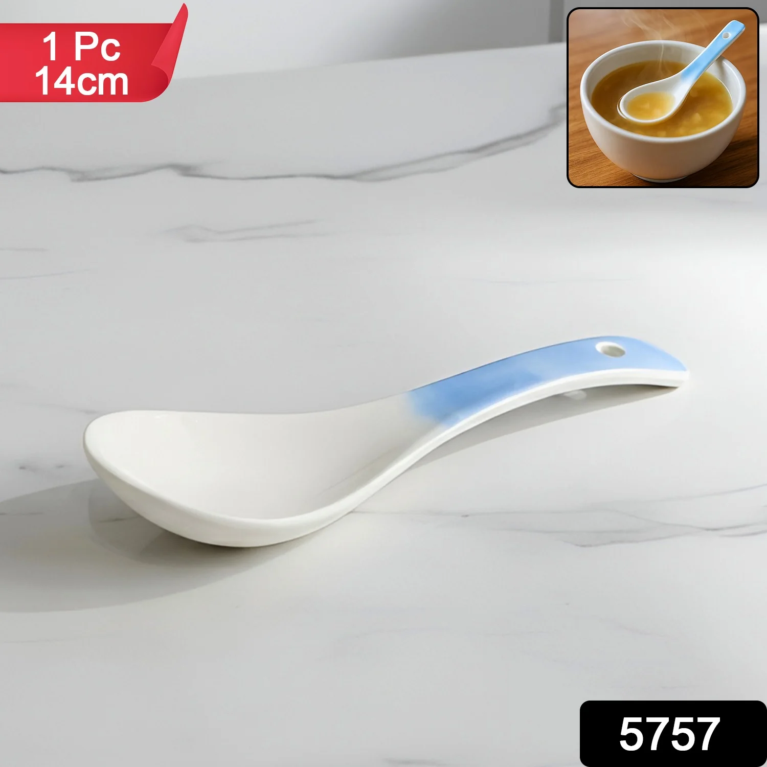 Premium Ceramic Serving Spoon (14 cm, 1 Pc) - Image 2