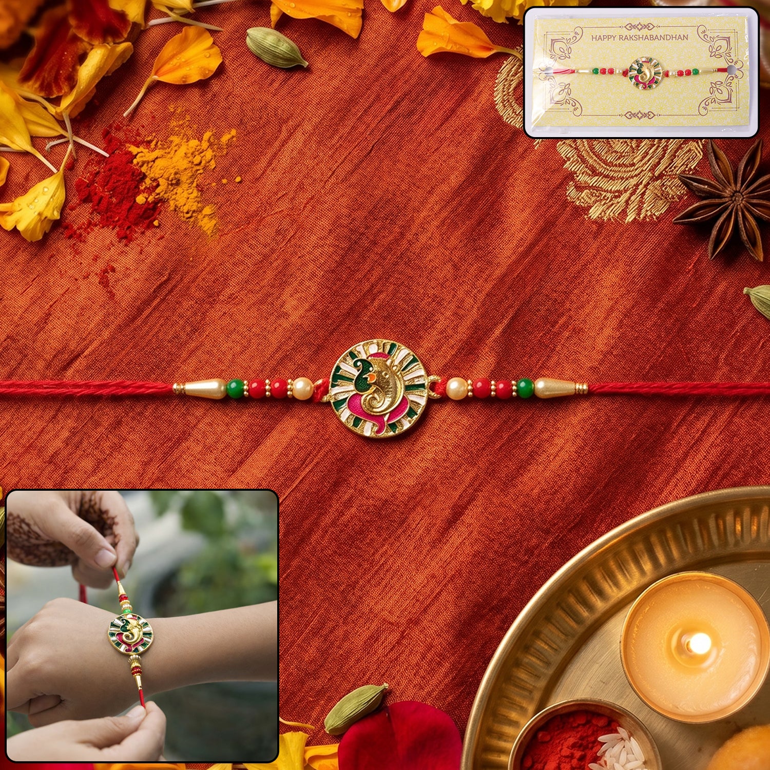 Premium Circular Ganesha Design Rakhi (1 Pc) - Image 3