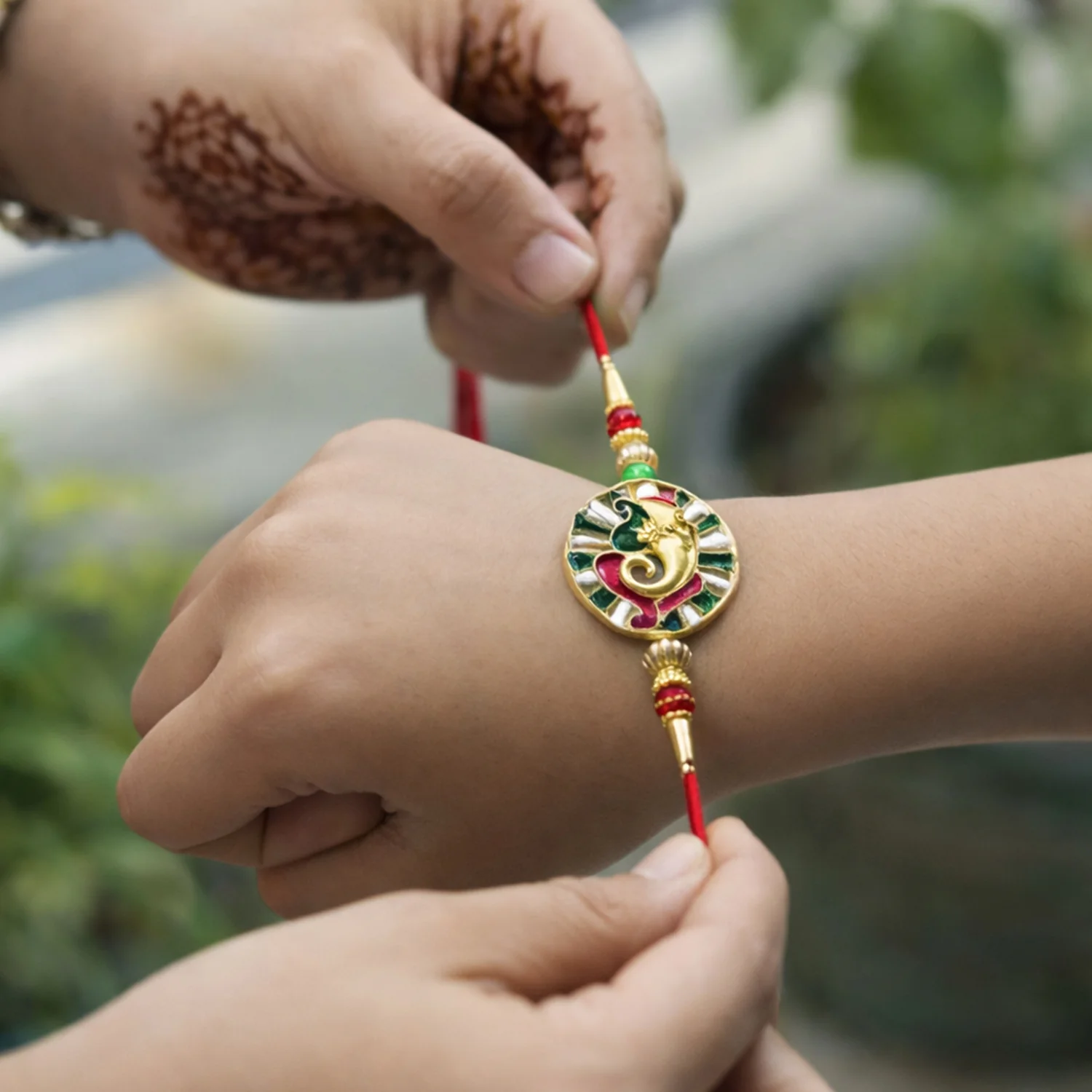 Premium Circular Ganesha Design Rakhi (1 Pc) - Image 5