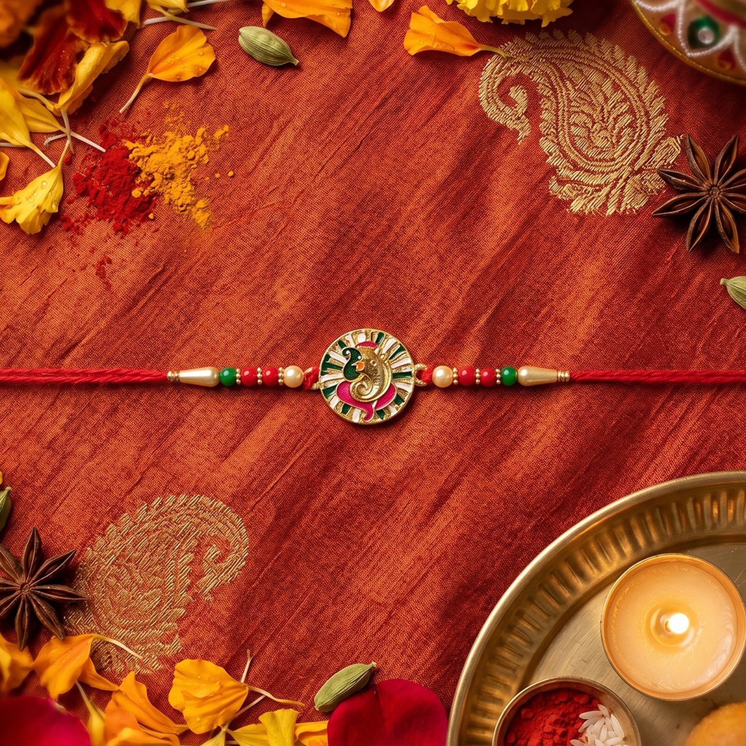 Premium Circular Ganesha Design Rakhi (1 Pc) - Image 9