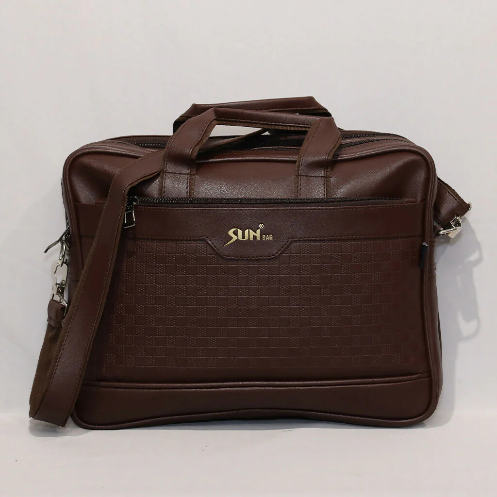 Premium Coffee Leather Laptop Bag with Shoulder Strap for Office & Travel - Image 7