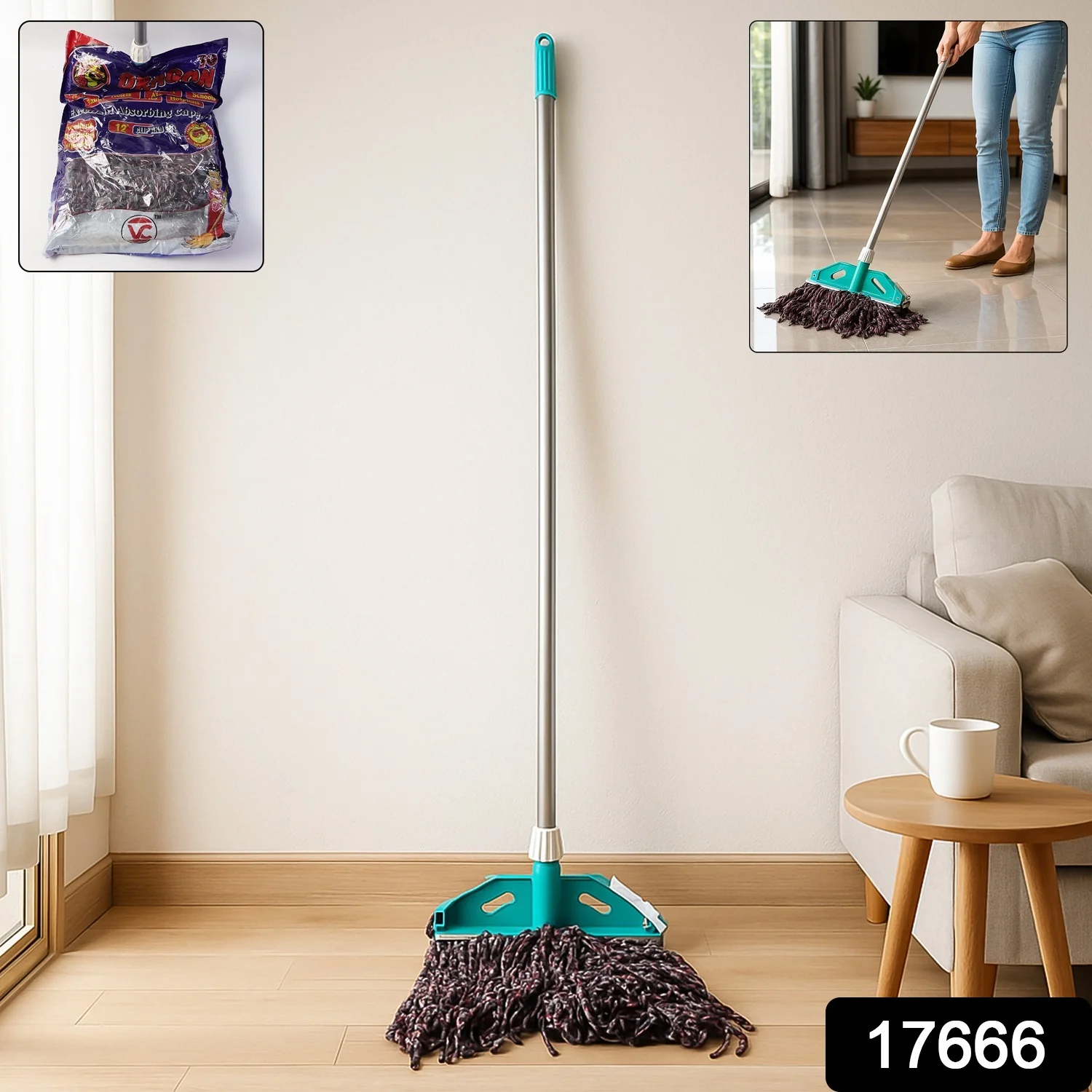 Premium Cotton Yarn Floor Cleaning Mop with Long Handle (1 Pc) - Image 2